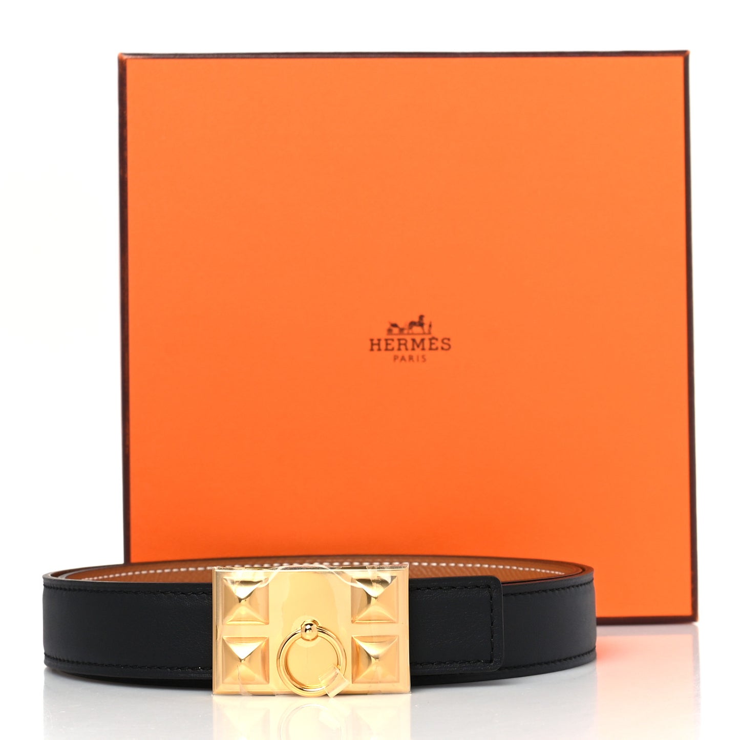 Swift Epsom 24mm Collier De Chien Belt 85 Black Gold