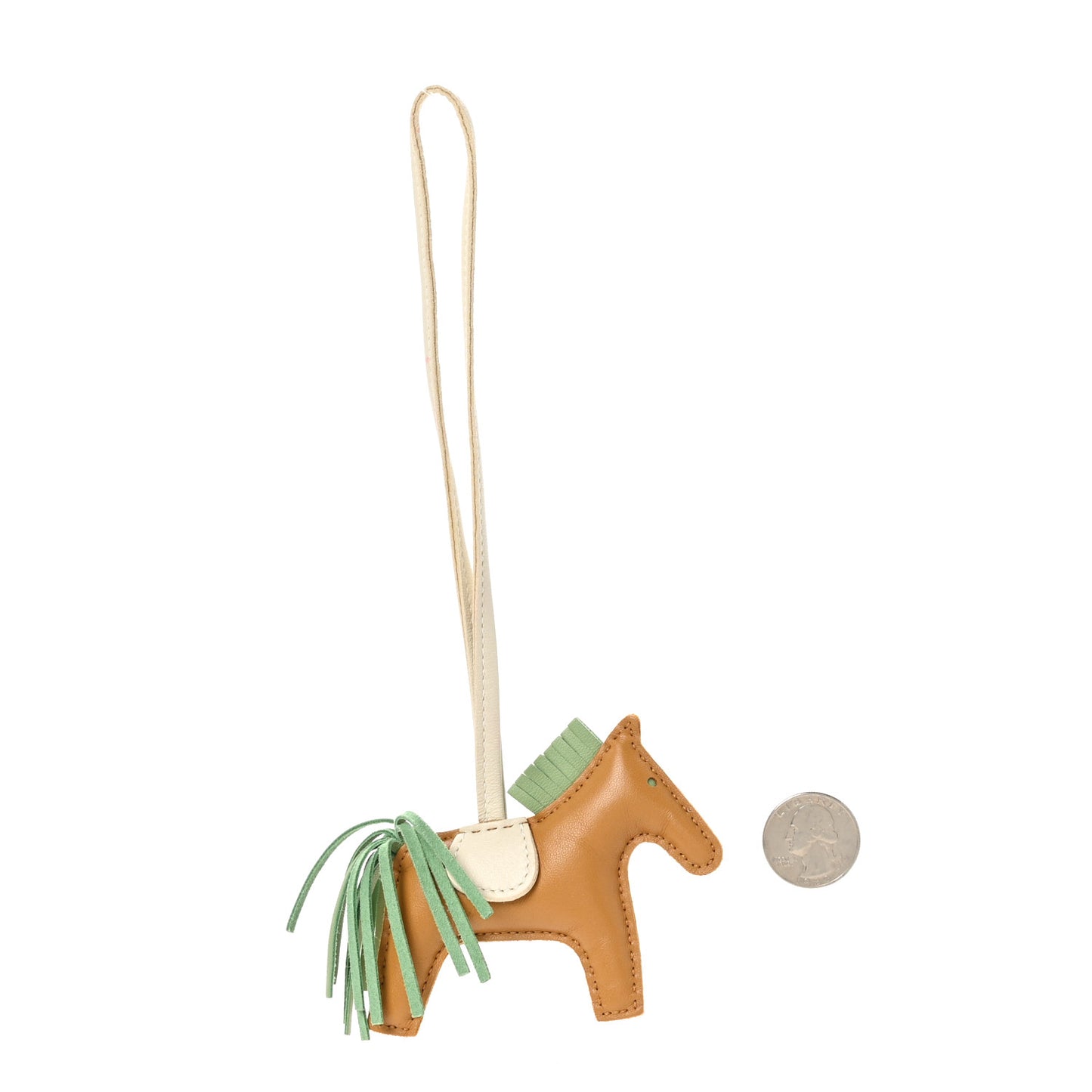 Milo Lambskin Grigri Rodeo Horse Bag Charm PM Sesame Vert Criquet Craie