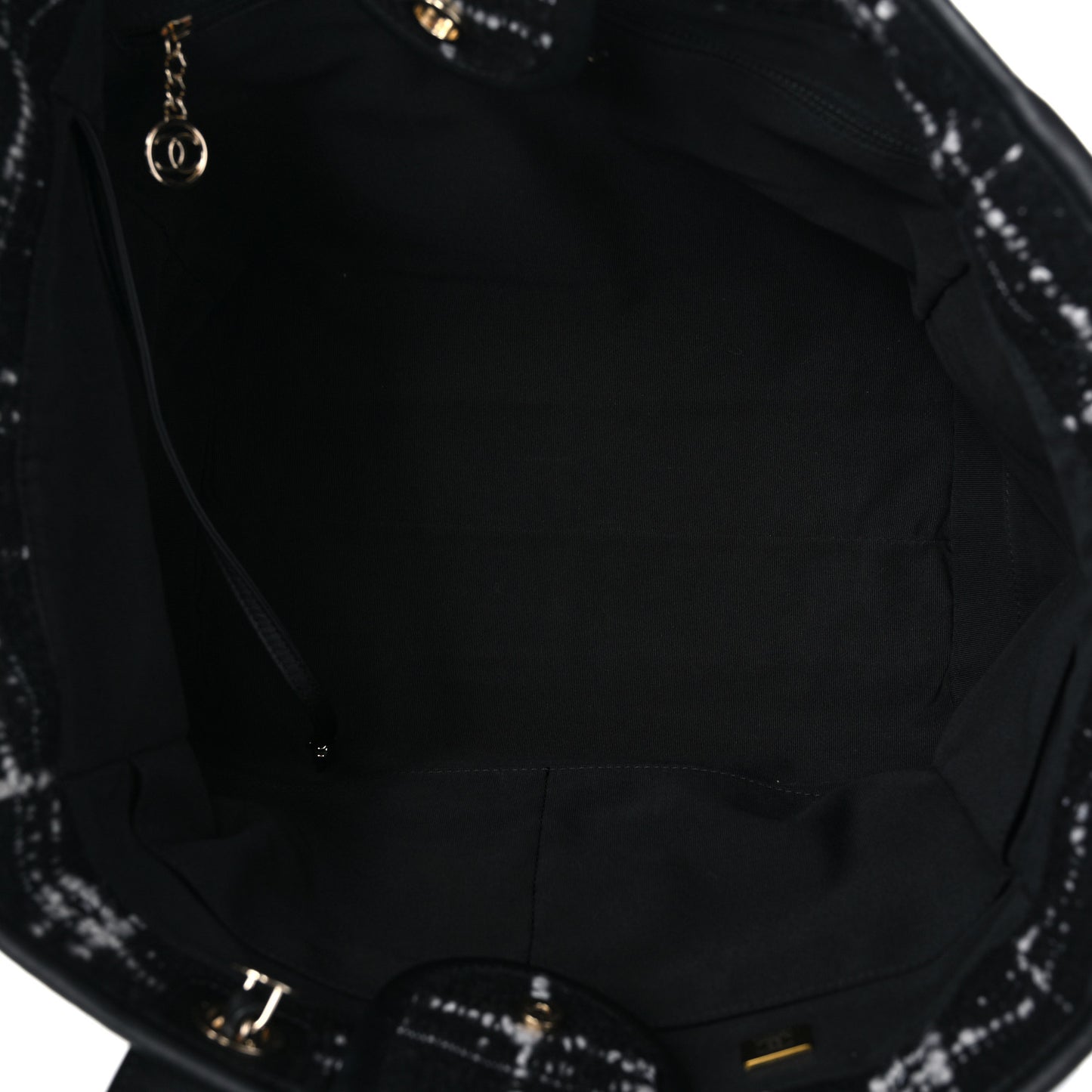 Tweed Medium Deauville Tote Black White Multicolor