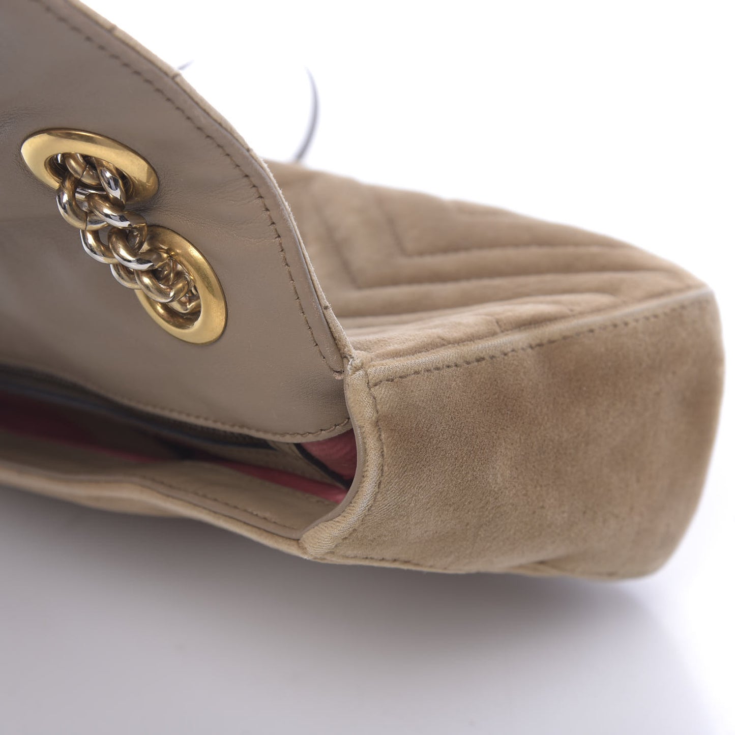 Velvet Matelasse Small GG Marmont Shoulder Bag Taupe