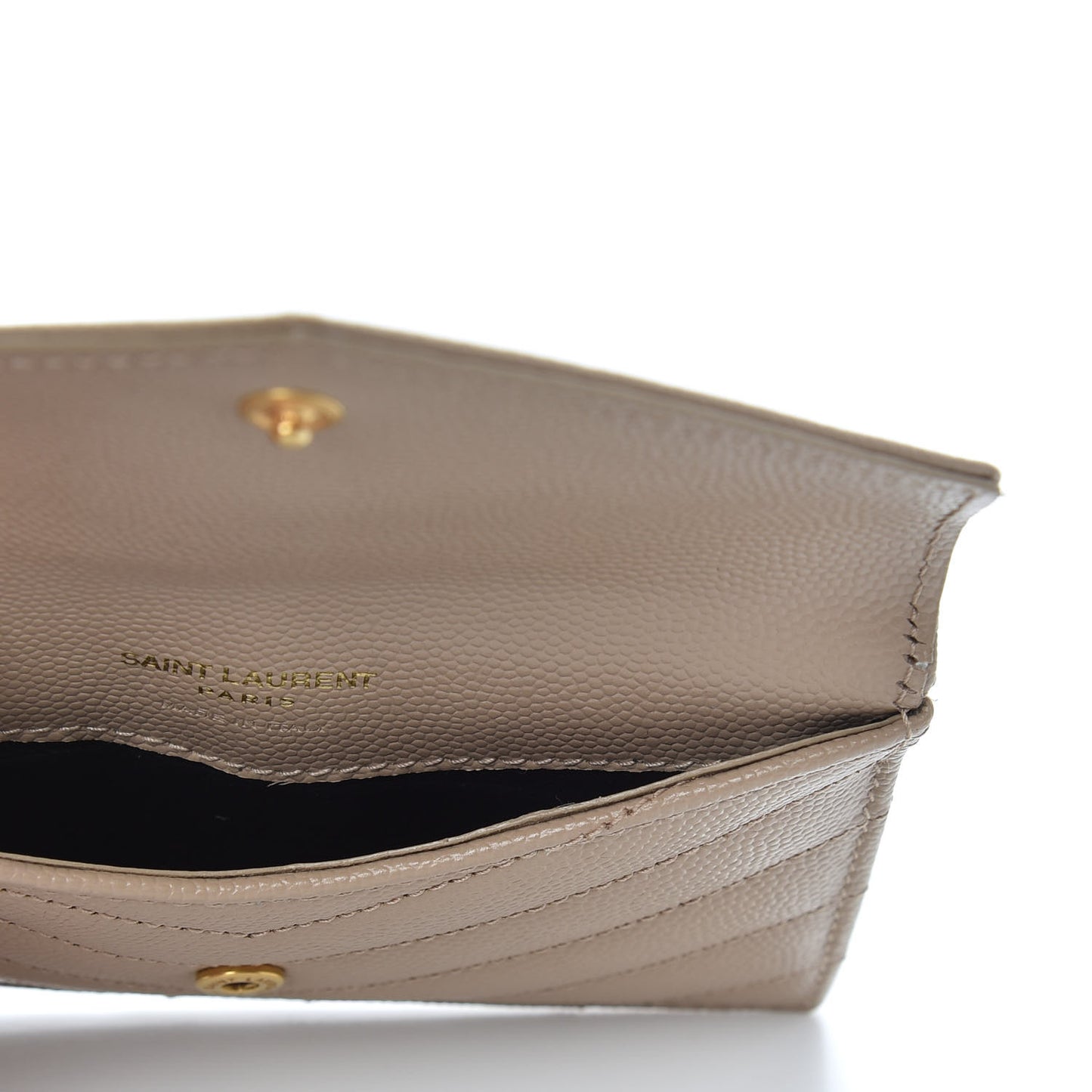 Grain De Poudre Matelasse Chevron Monogram Compact Wallet Dark Beige