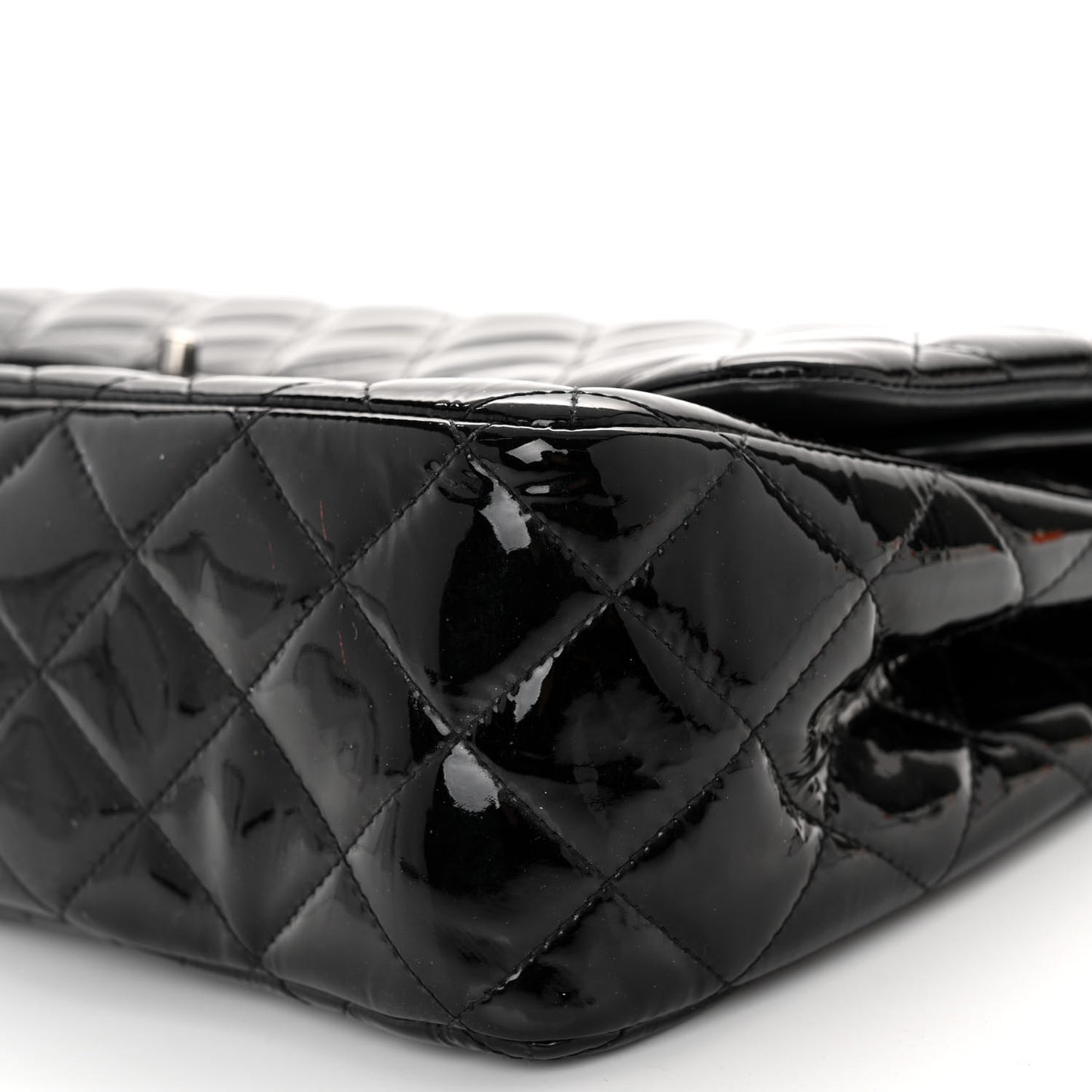 Patent Quilted Jumbo Double Flap Black