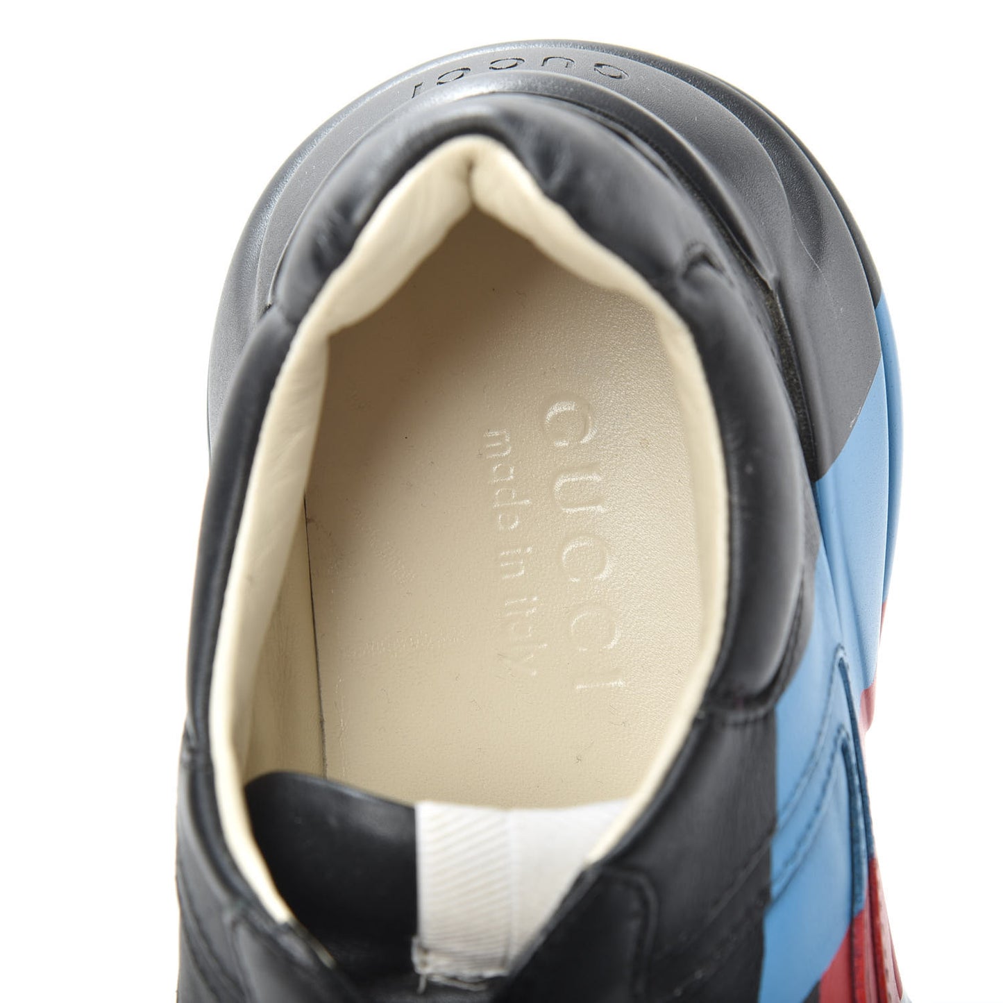 Calfskin Web Printed Mens Rhyton Sneakers 6 Black