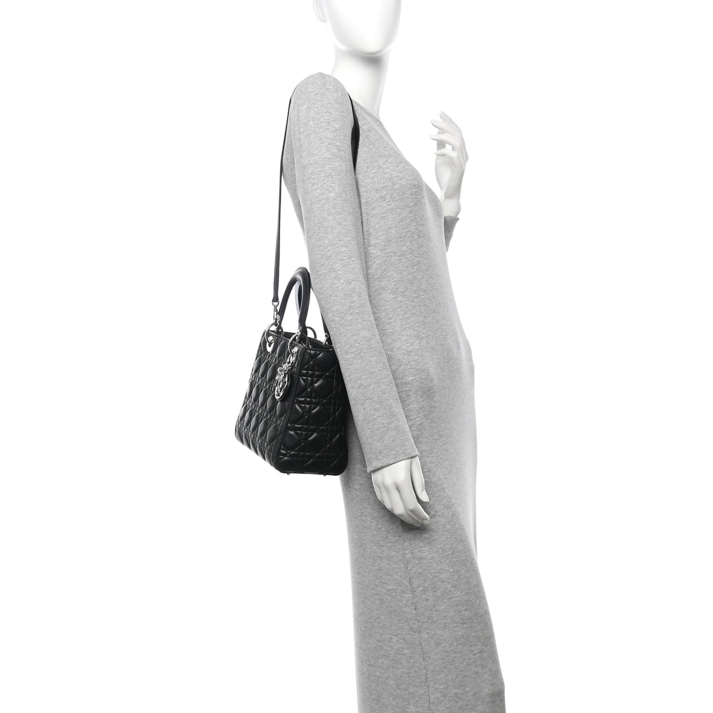 Lambskin Cannage Medium Lady Dior Black