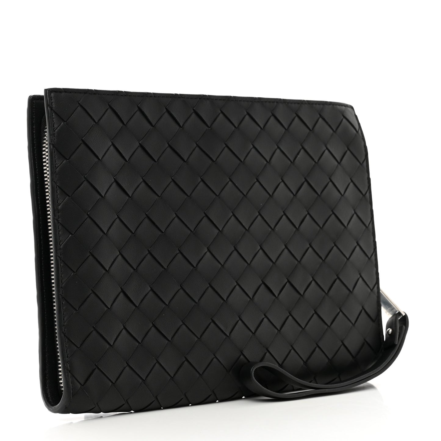 Nappa Intrecciato Wristlet Zip Wallet Black