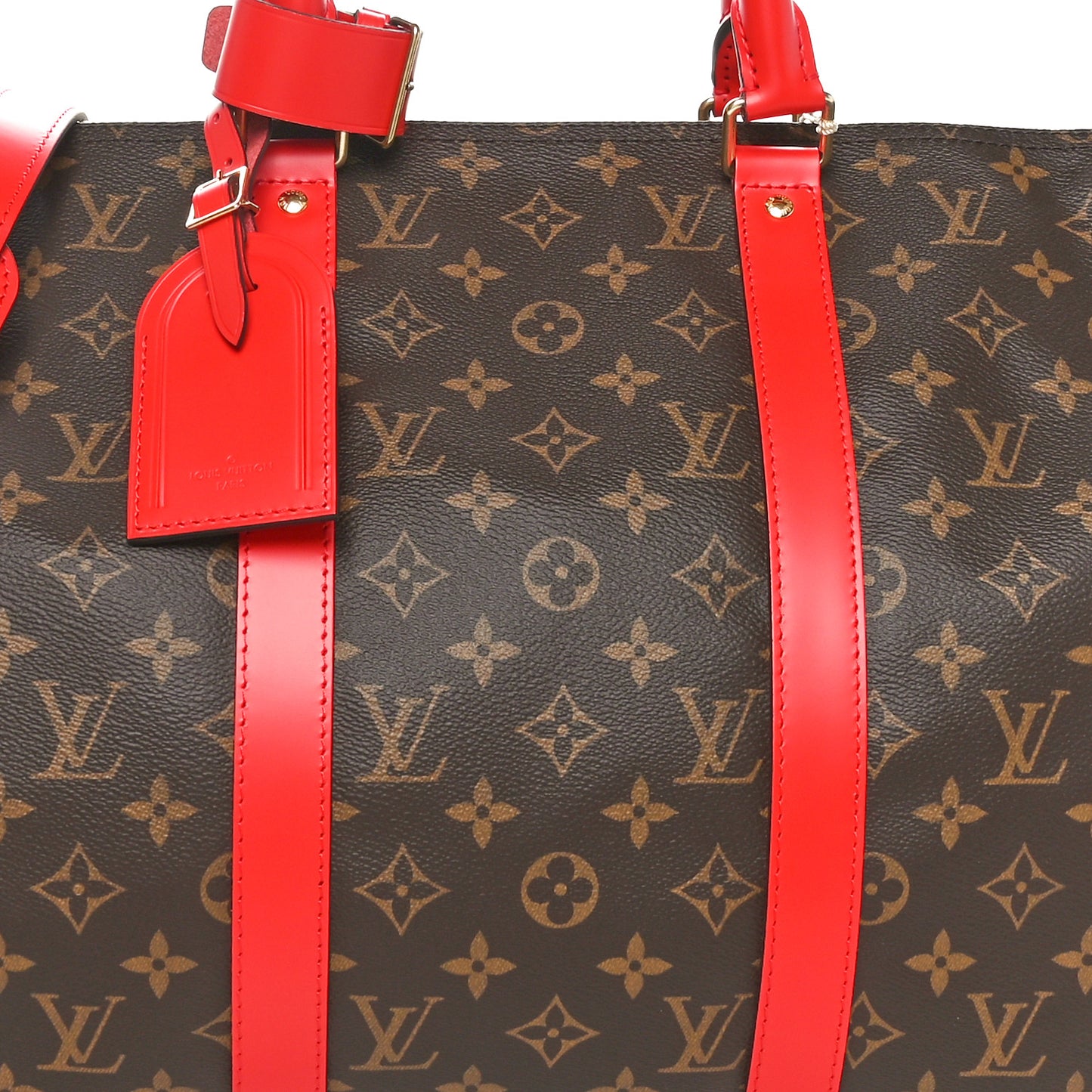 Calfskin Monogram Keepall Bandouliere 50 Coquelicot