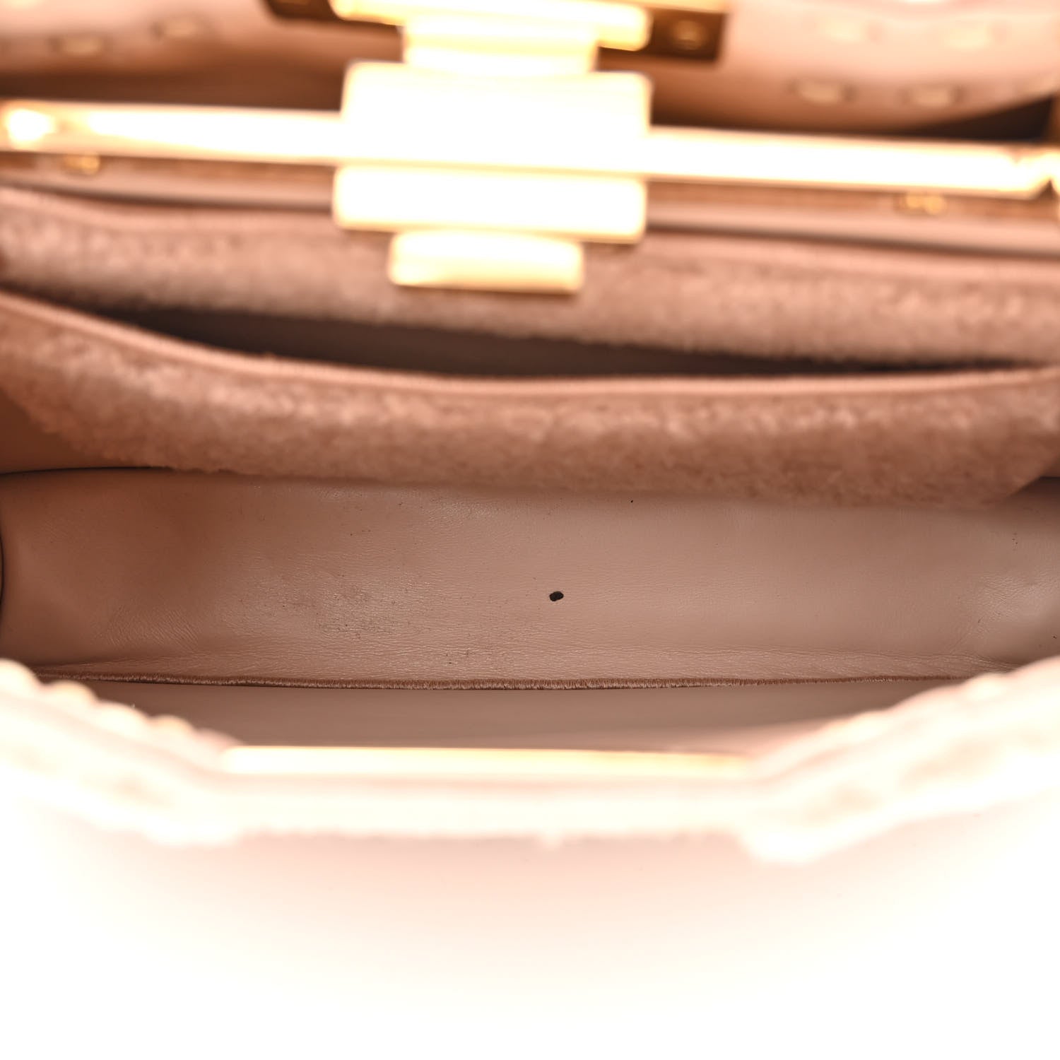 Fendi Curly Shearling Shiny Nappa Medium Peekaboo I SEE U Satchel Rosa Plaster 6 of 12