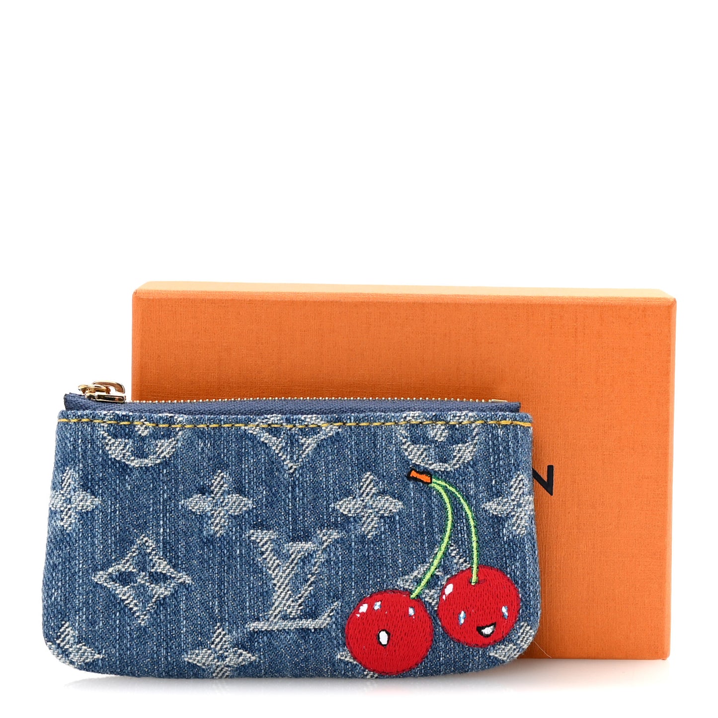 LV X TM Monogram Denim Cerises Key Pouch Blue