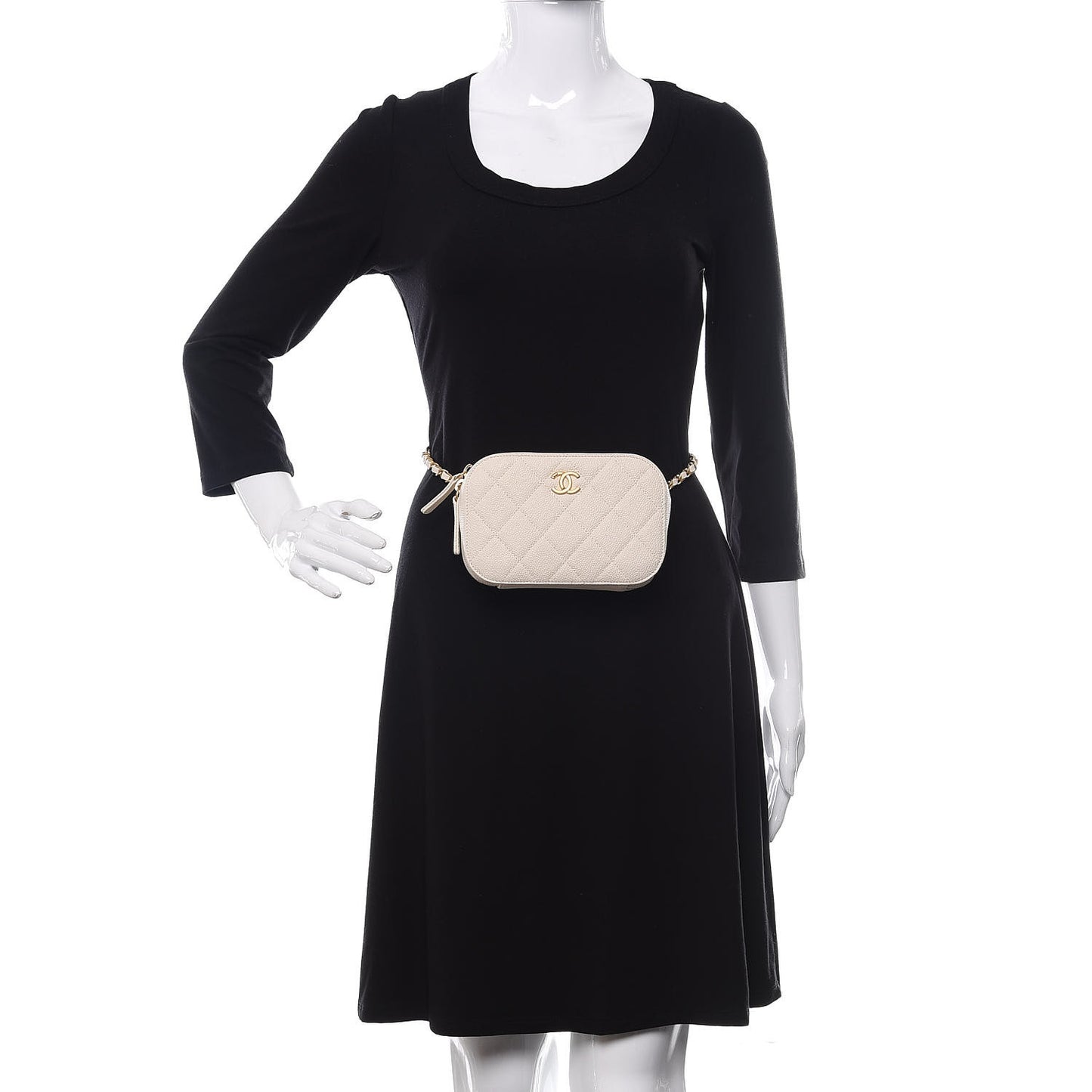 Caviar Quilted Flap Waist Bag White