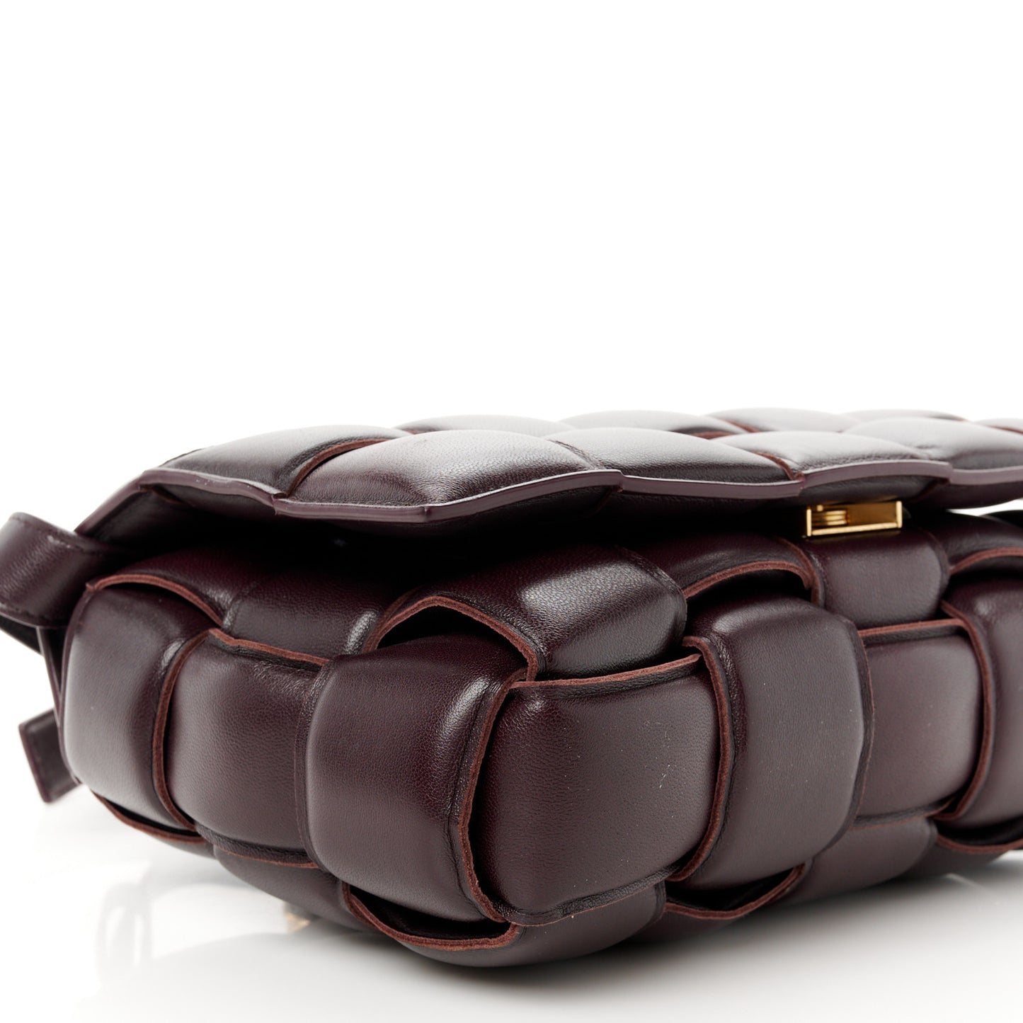 Nappa Maxi Intreccio Padded Cassette Crossbody Bag Plum
