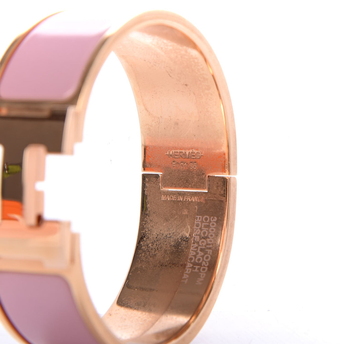 Enamel Wide Clic Clac H Bracelet PM Rose Nacarat