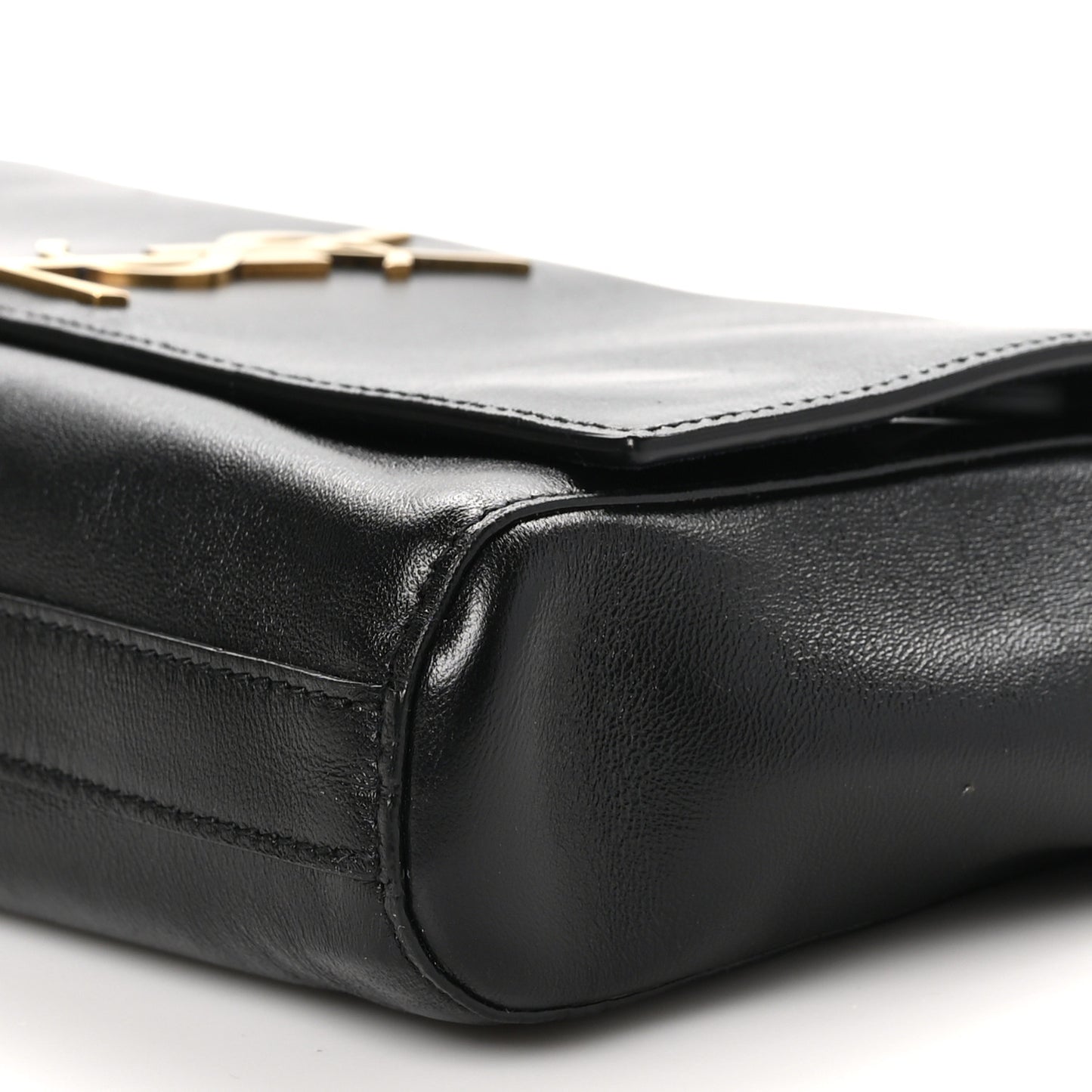 Smooth Calfskin Suede Small Reversible Monogram Kate Satchel Black