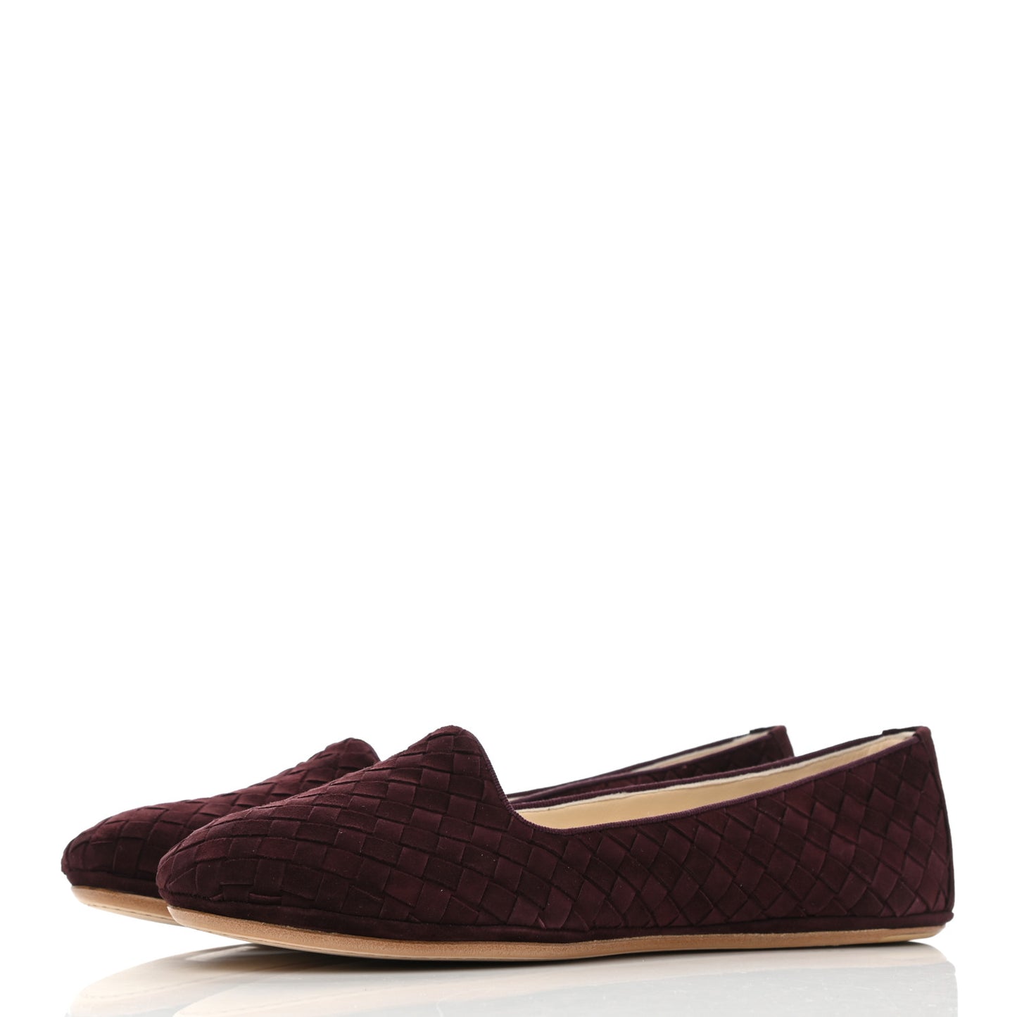 Suede Intrecciato Flats 39 Maroon