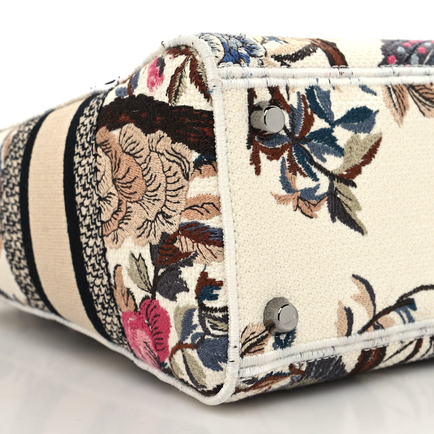 Christian Dior Canvas Embroidered Jardin D'Hive Medium Lady D-Lite Ecru Multicolor 8 of 9