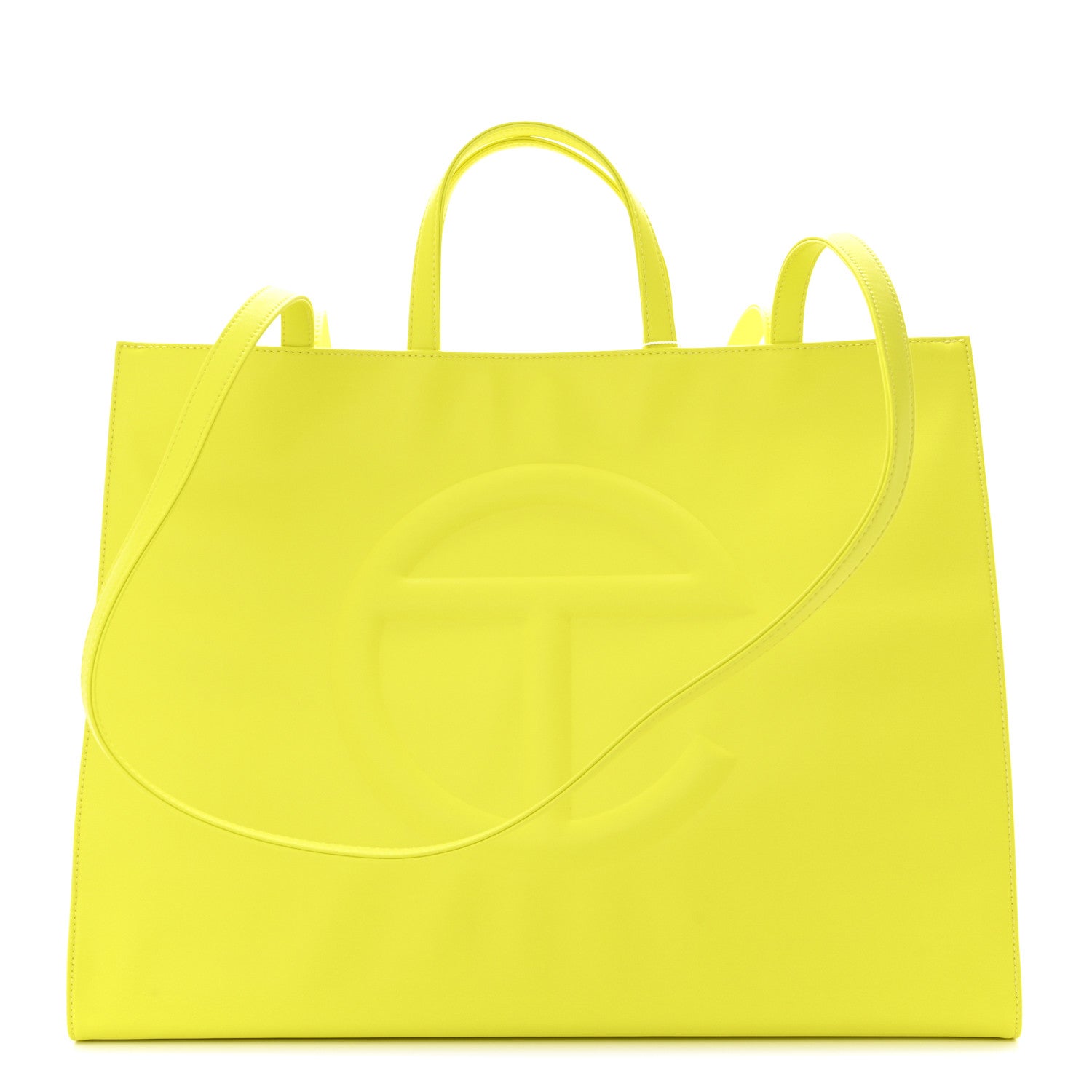 Telfar Vegan Leather Large Shopping Bag Highlighter Yellow 1502836