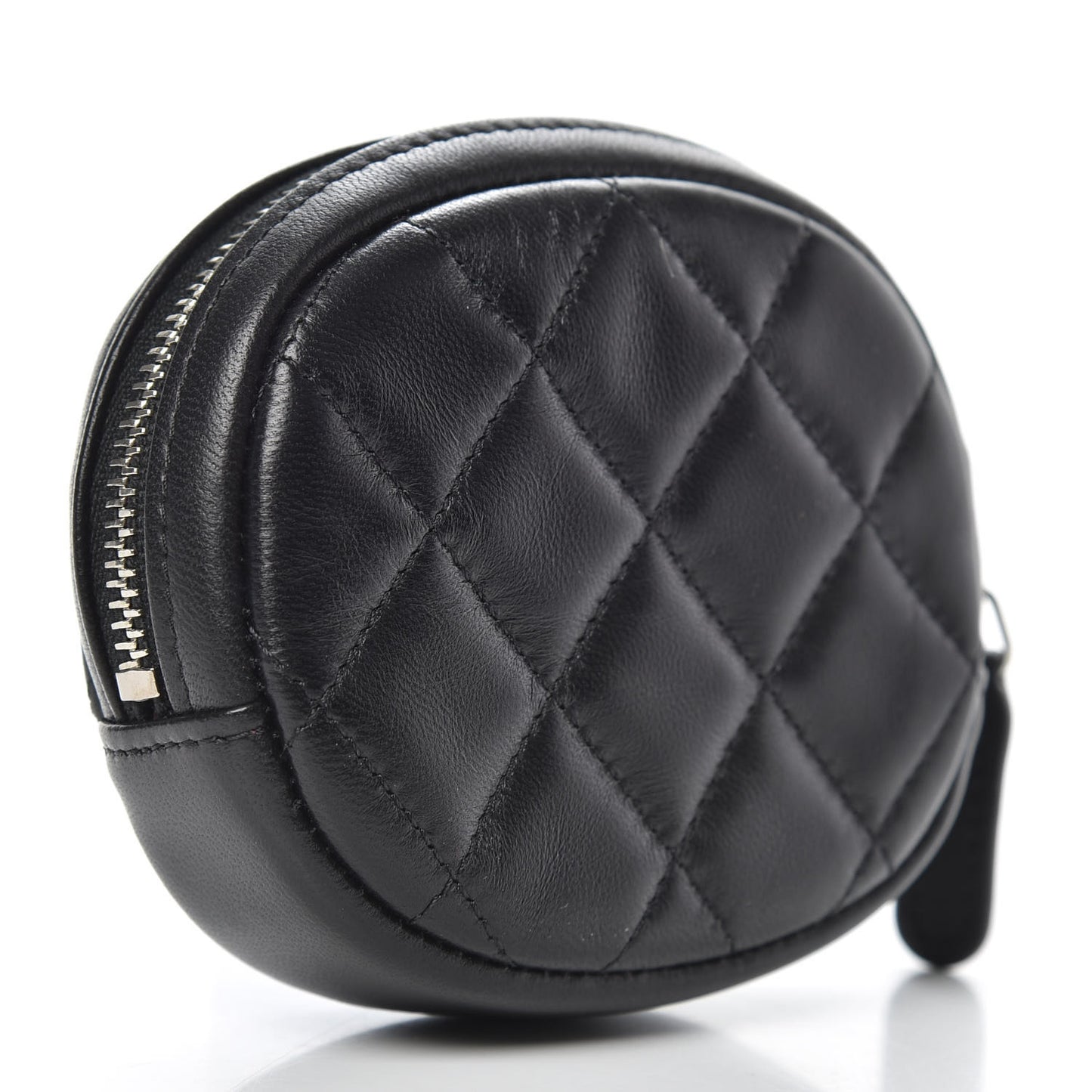 Lambskin Quilted Zip Around Classic Coin Purse Black