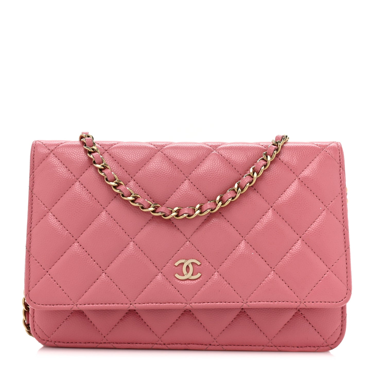 Caviar Quilted Wallet On Chain WOC Dark Pink