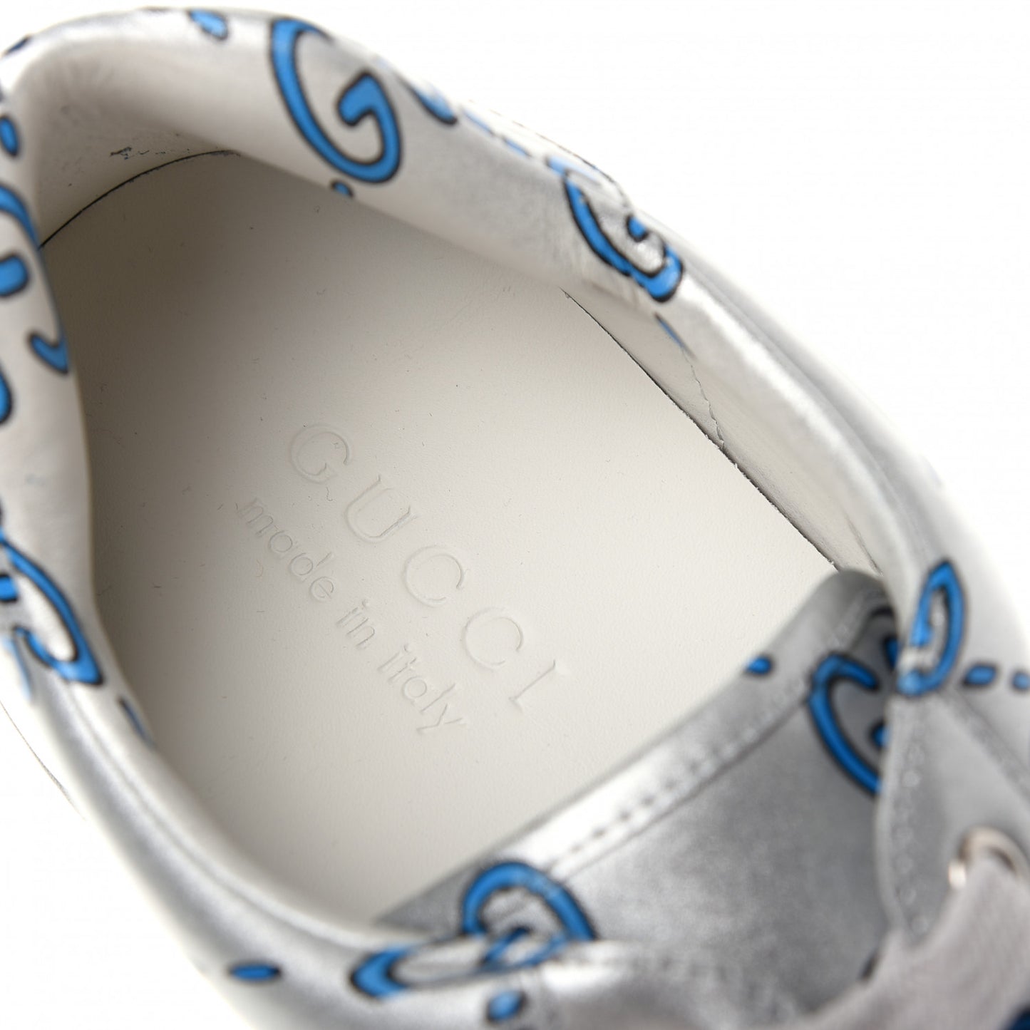 Miro Rubber Wax GucciGhost Print Mens New Ace Sneakers 8 Silver