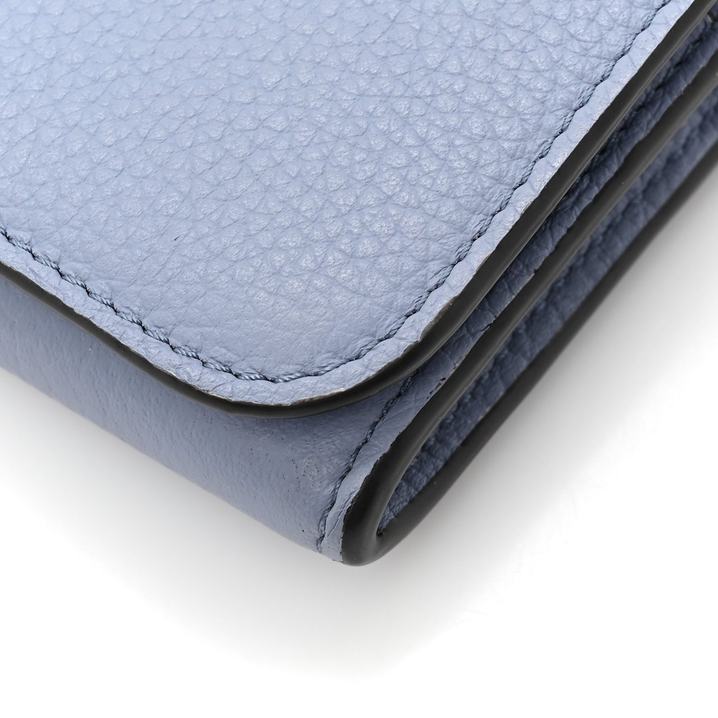 Calfskin Alphabet Long Wallet Smokey Blue