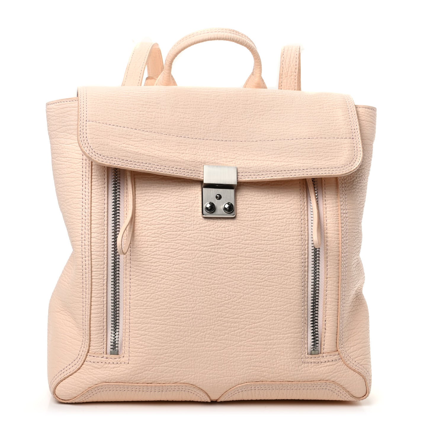 Textured Calfskin Pashli Backpack White Peach