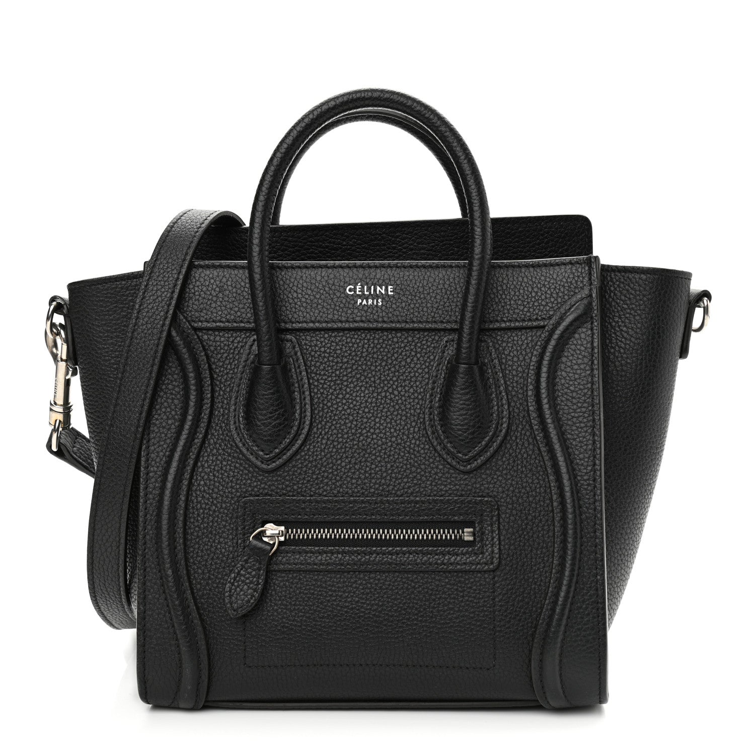 Celine Drummed Calfskin Nano Luggage Black 1 of 12