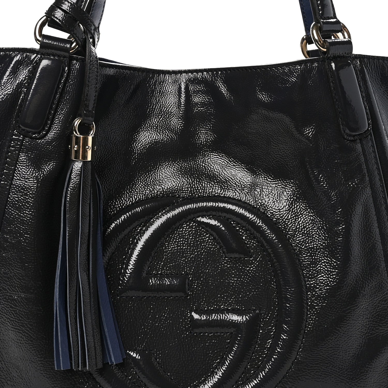Gucci Vernice Naplack Medium Soho Chain Shoulder Bag Uniform Blue 8 of 10