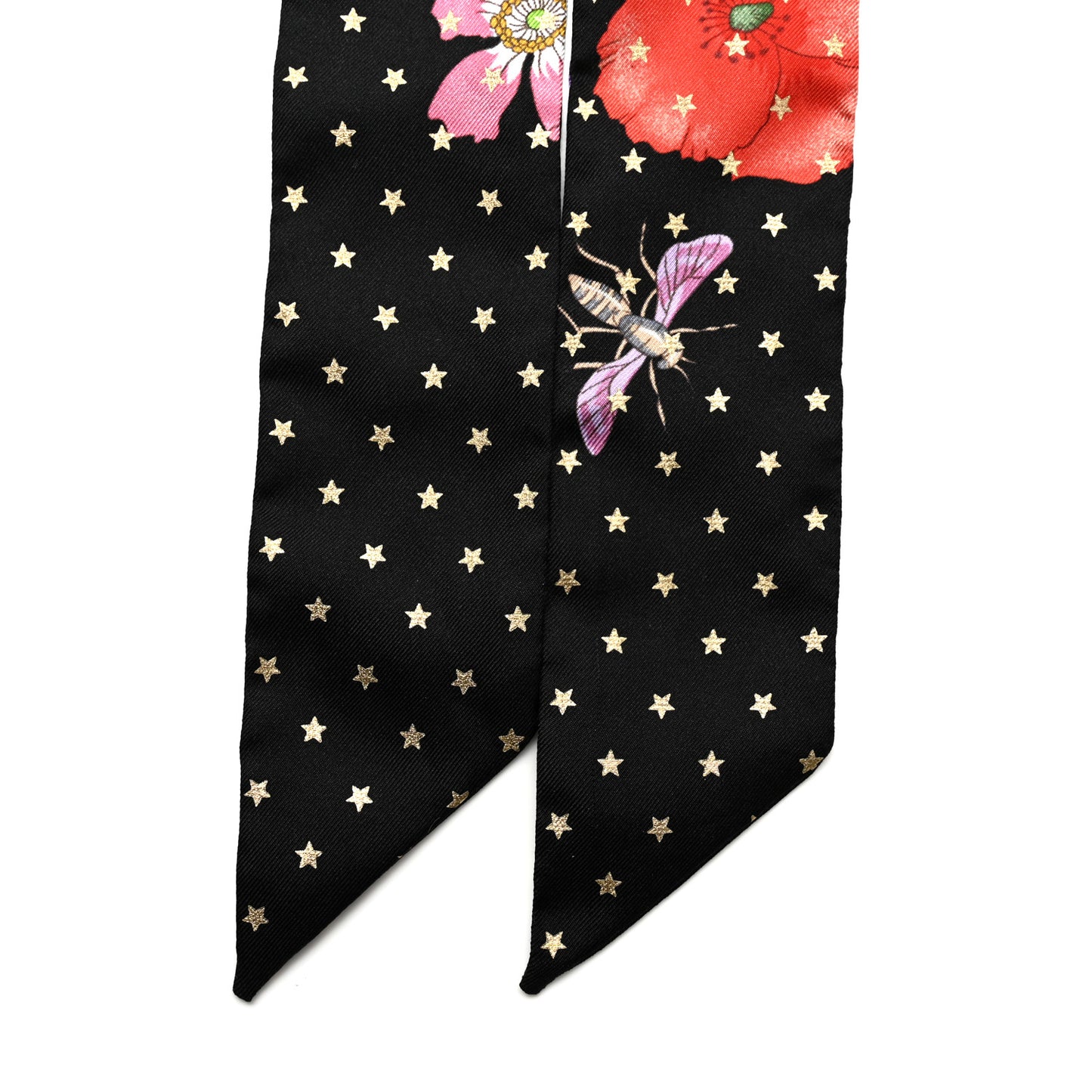 Silk Twill Goldy Neck Bow Scarf Black