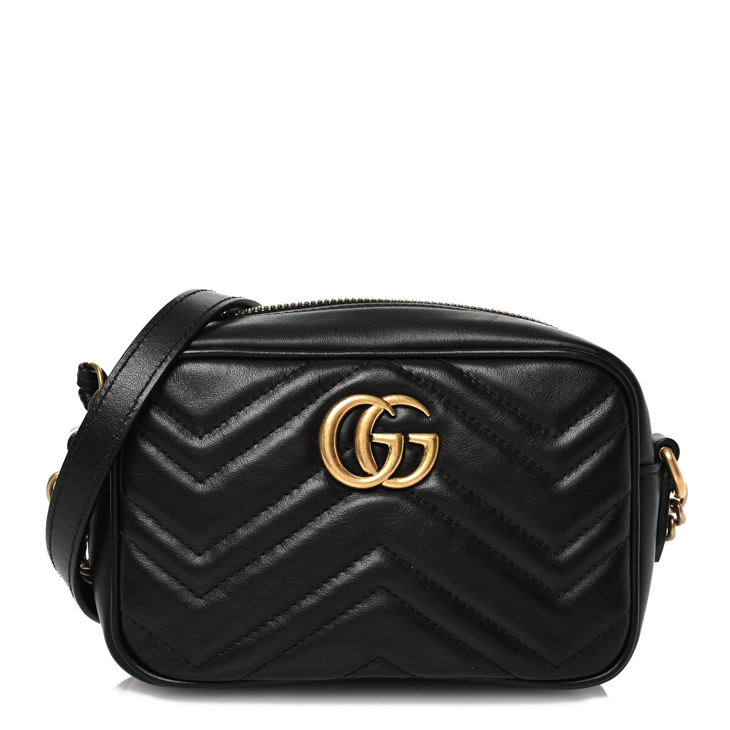 Calfskin Matelasse Mini GG Marmont Chain Shoulder Bag Black