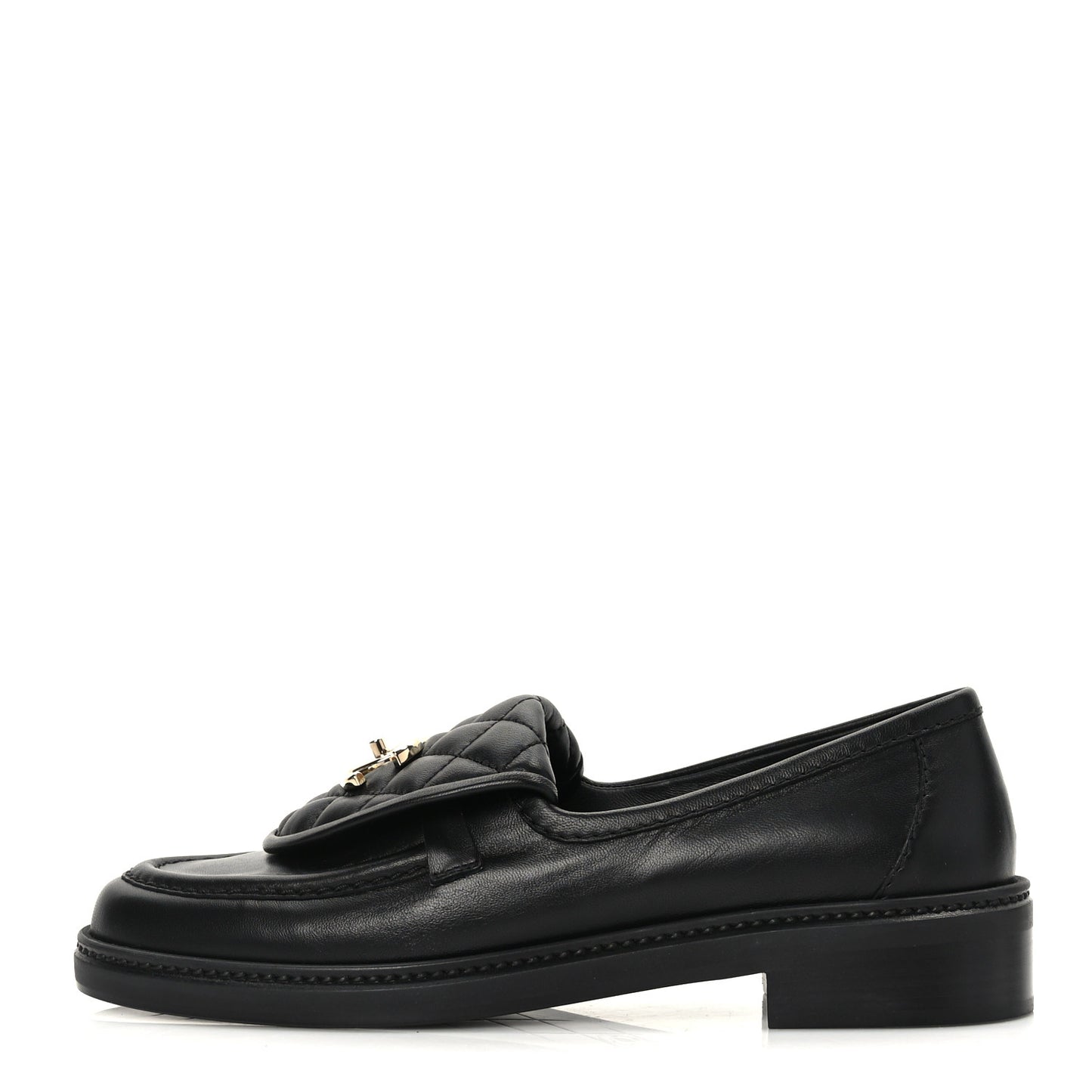 Lambskin Quilted CC Turnlock Loafers 38 Black
