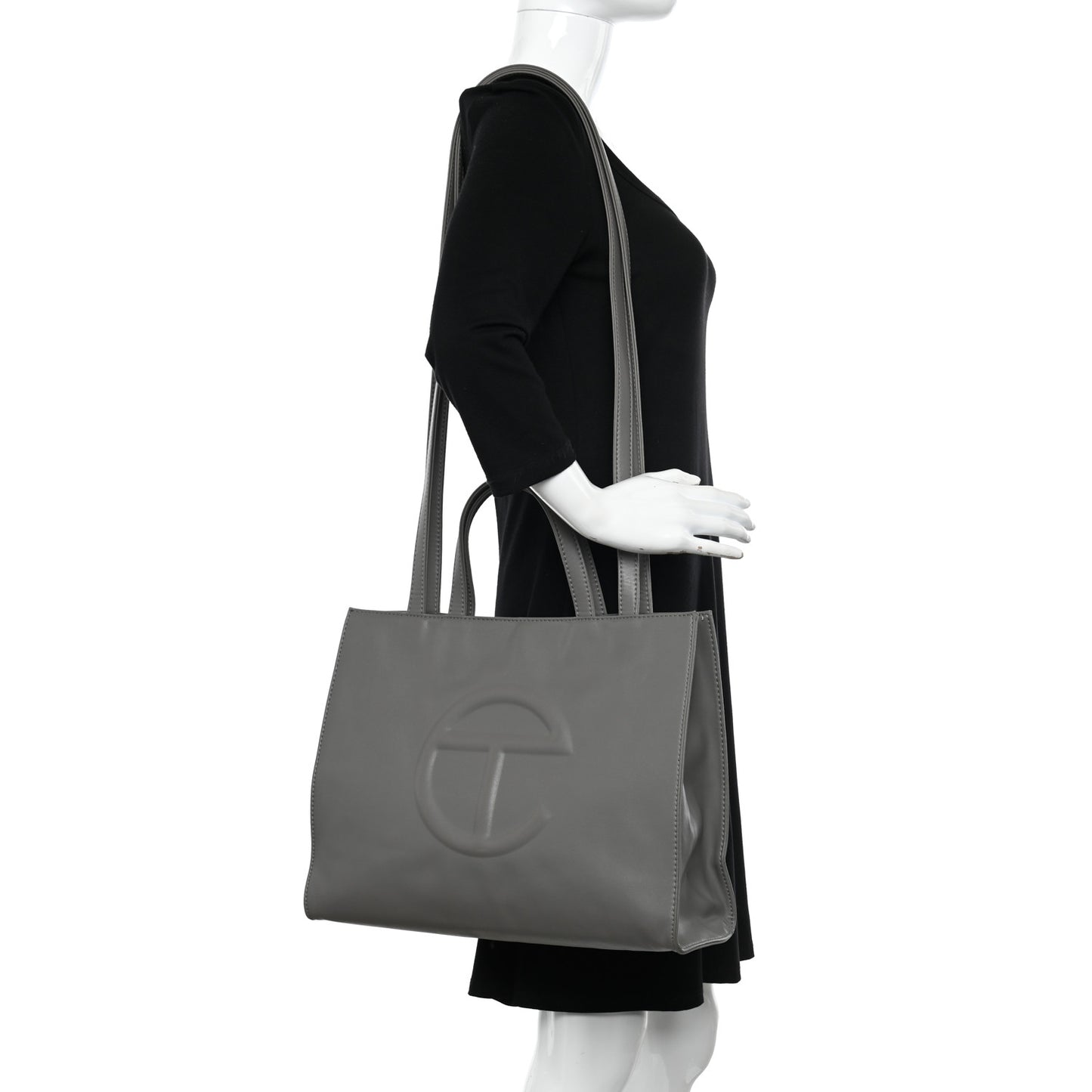 Vegan Leather Medium Shopping Bag Grey