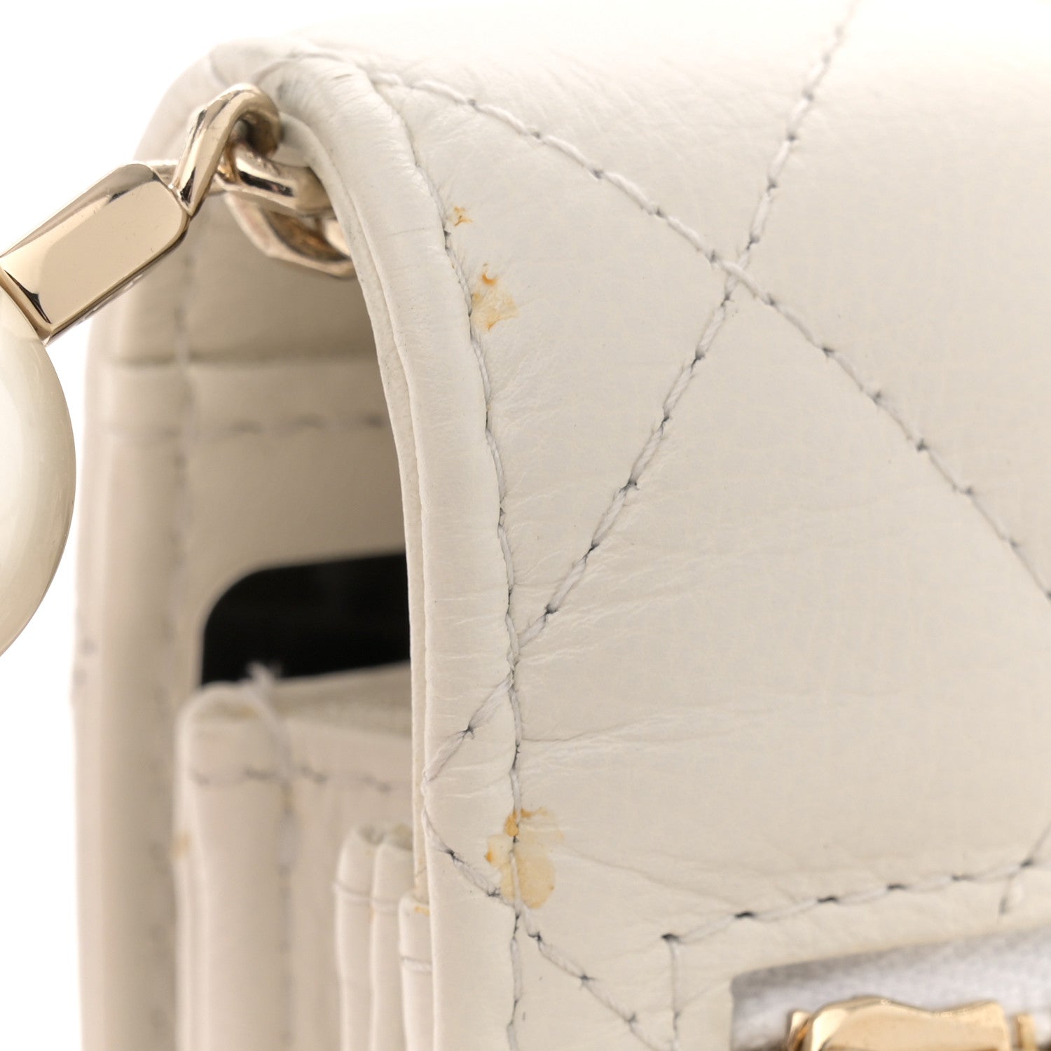 Chanel Calfskin Quilted Mini Maxi Pearls Wallet On Chain WOC White 13 of 13