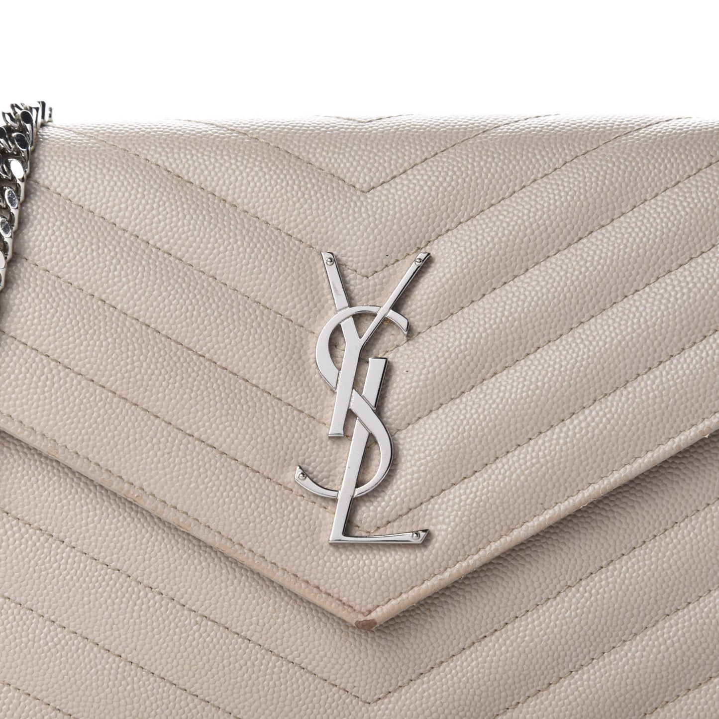 Grain De Poudre Matelasse Chevron Monogram Chain Wallet Nude Powder
