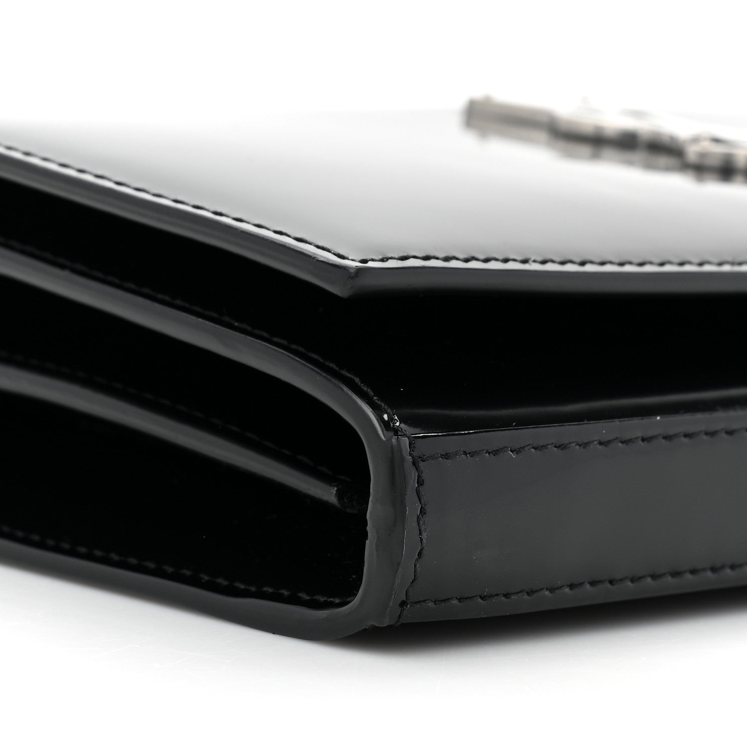 Saint Laurent Glazed Calfskin Cassandre Wallet On Chain WOC Black 10 of 11