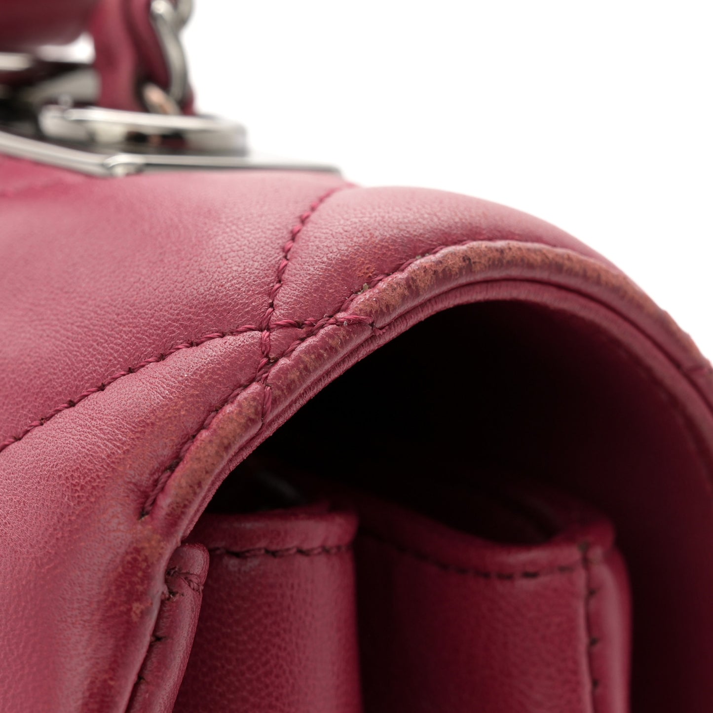 Lambskin Quilted Medium Trendy CC Flap Dual Handle Bag Dark Pink