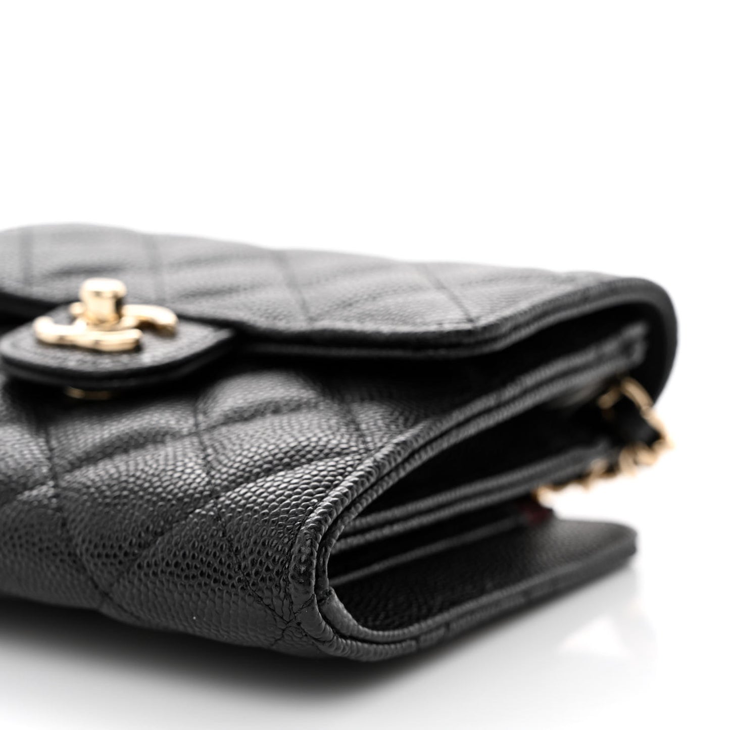 Caviar Quilted Clutch With Chain Bag Black