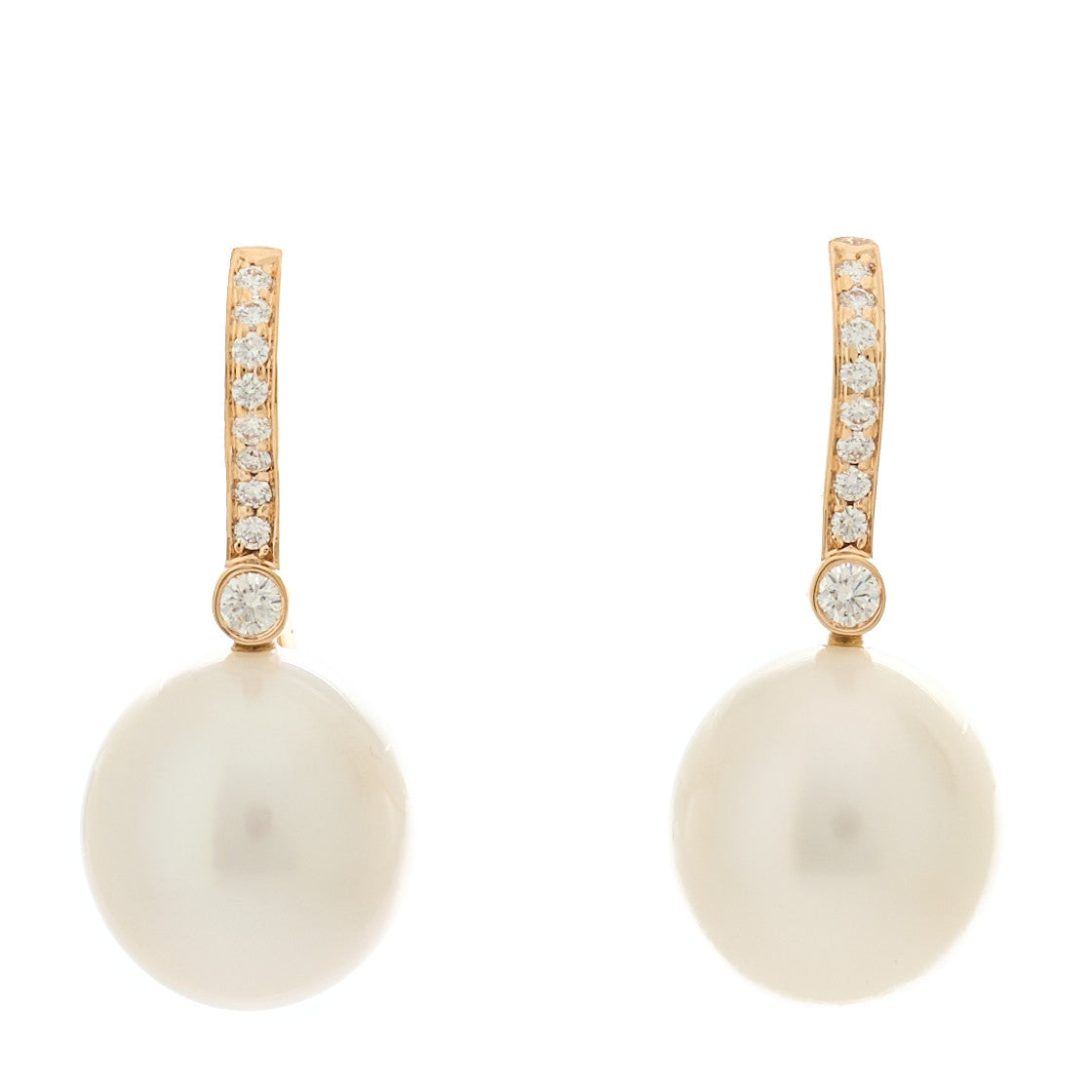 18K Rose Gold Diamond South Sea Pearl Noble Drop Earrings