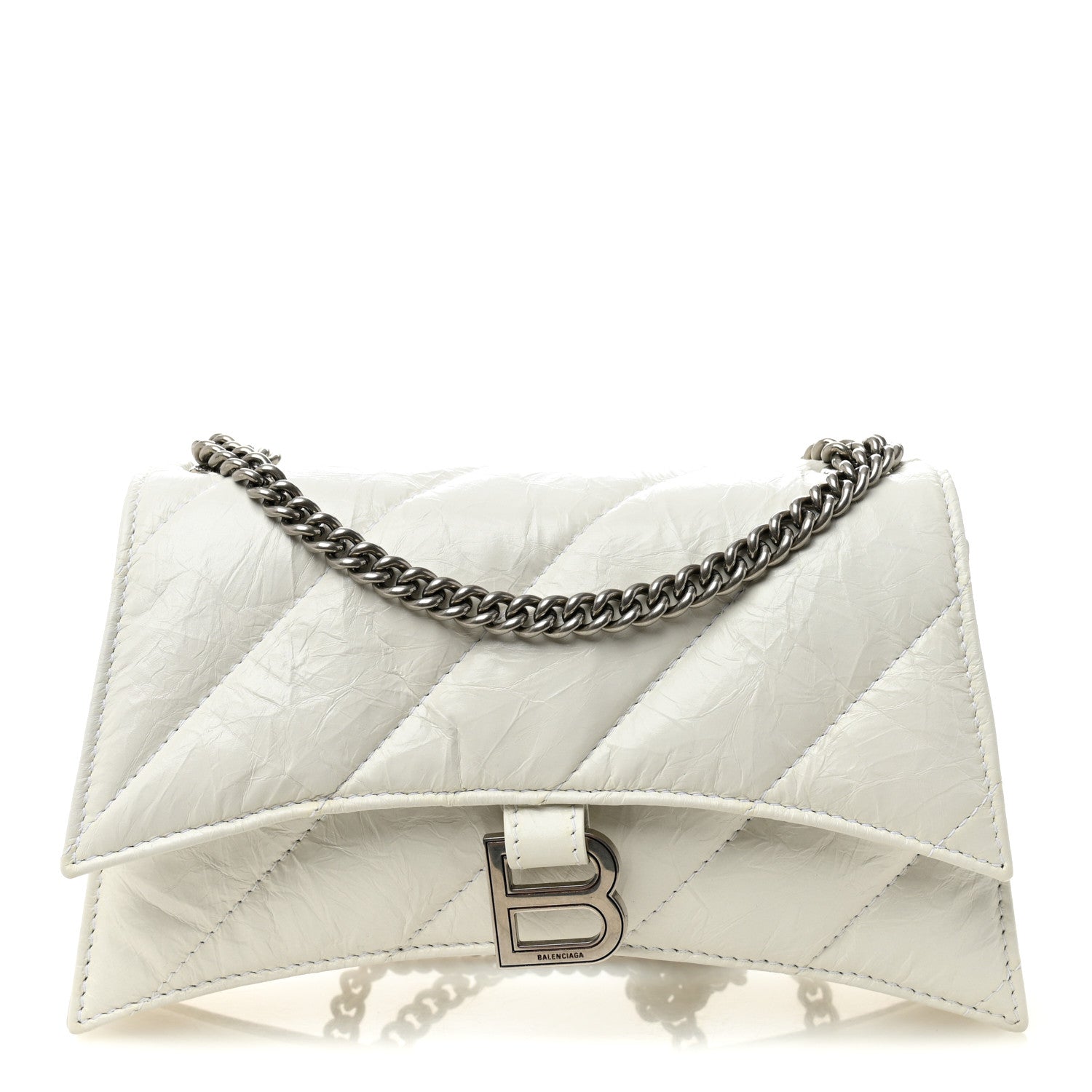 Balenciaga Crushed Calfskin Quilted Small Crush Chain Bag Optic