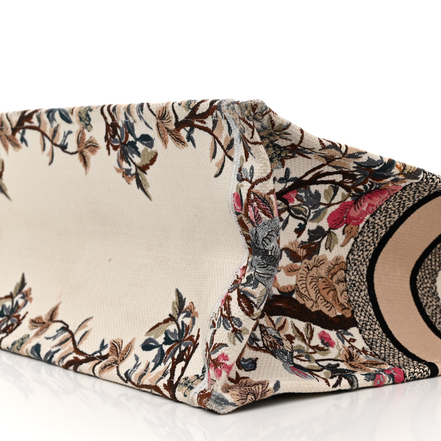 Christian Dior Canvas Embroidered Large Jardin D'Hiver Book Tote Latte Multicolor 10 of 15