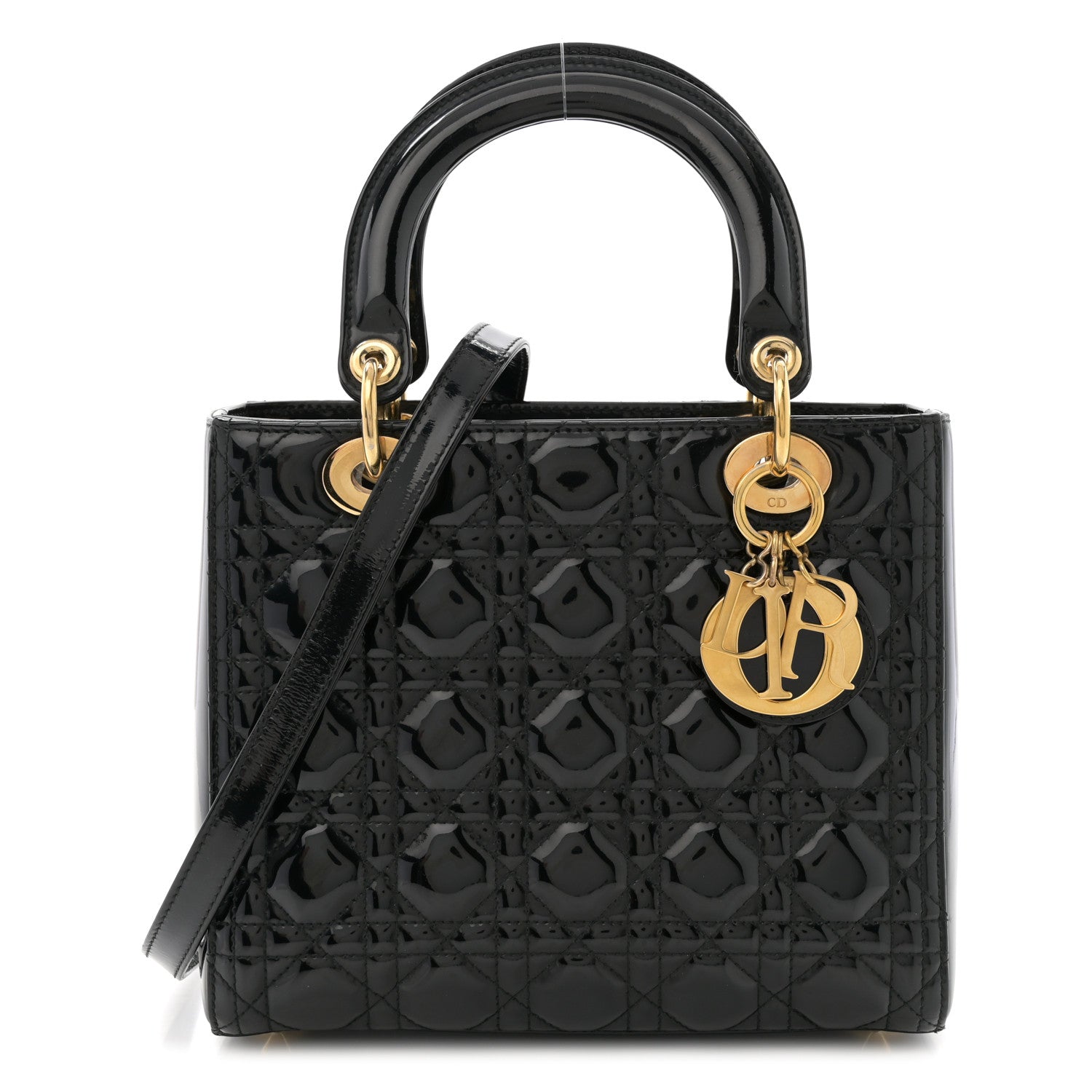 Christian Dior Patent Cannage Medium Lady Dior Black 1770194