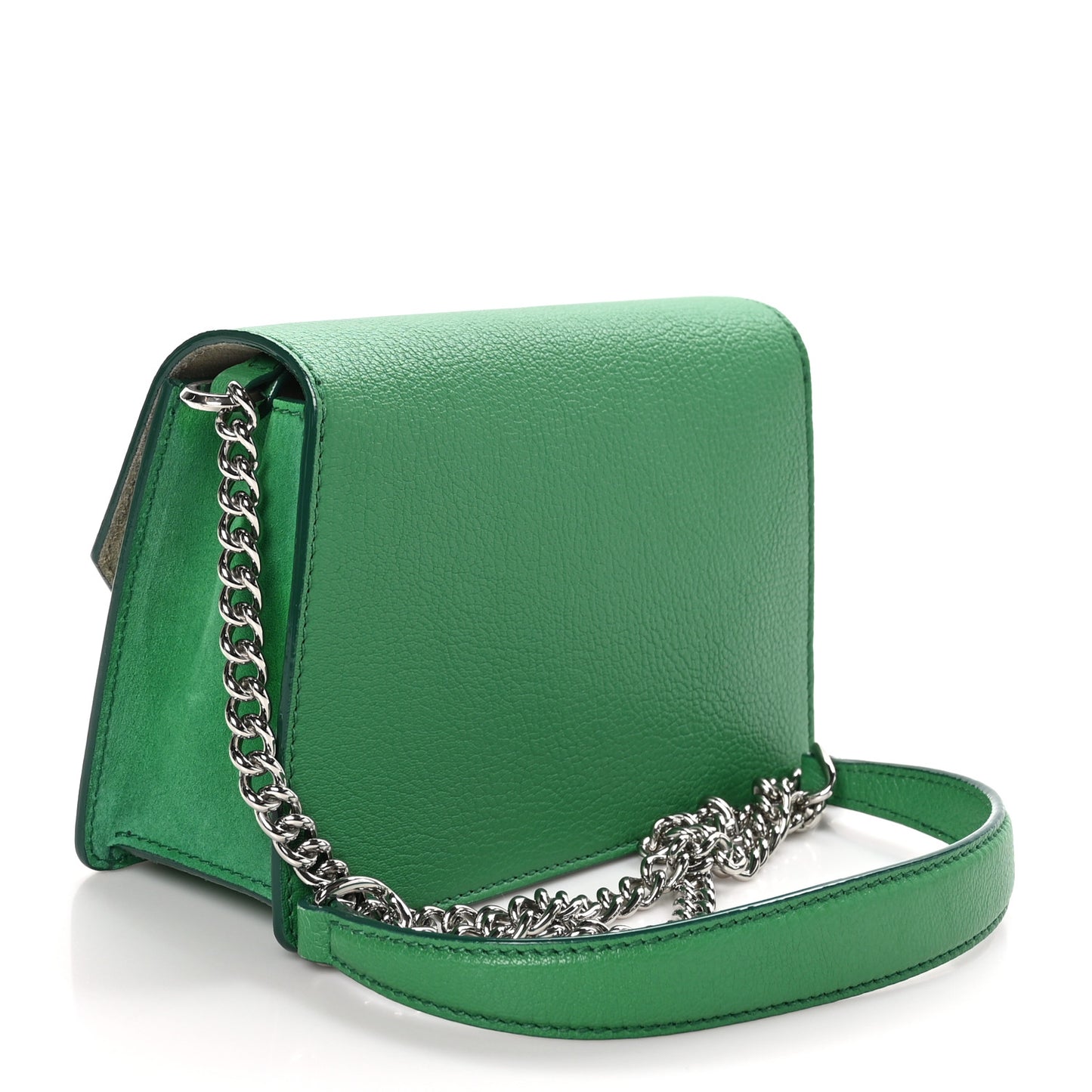 Goatskin Suede Crystal Madeline Shoulder Bag Malachite