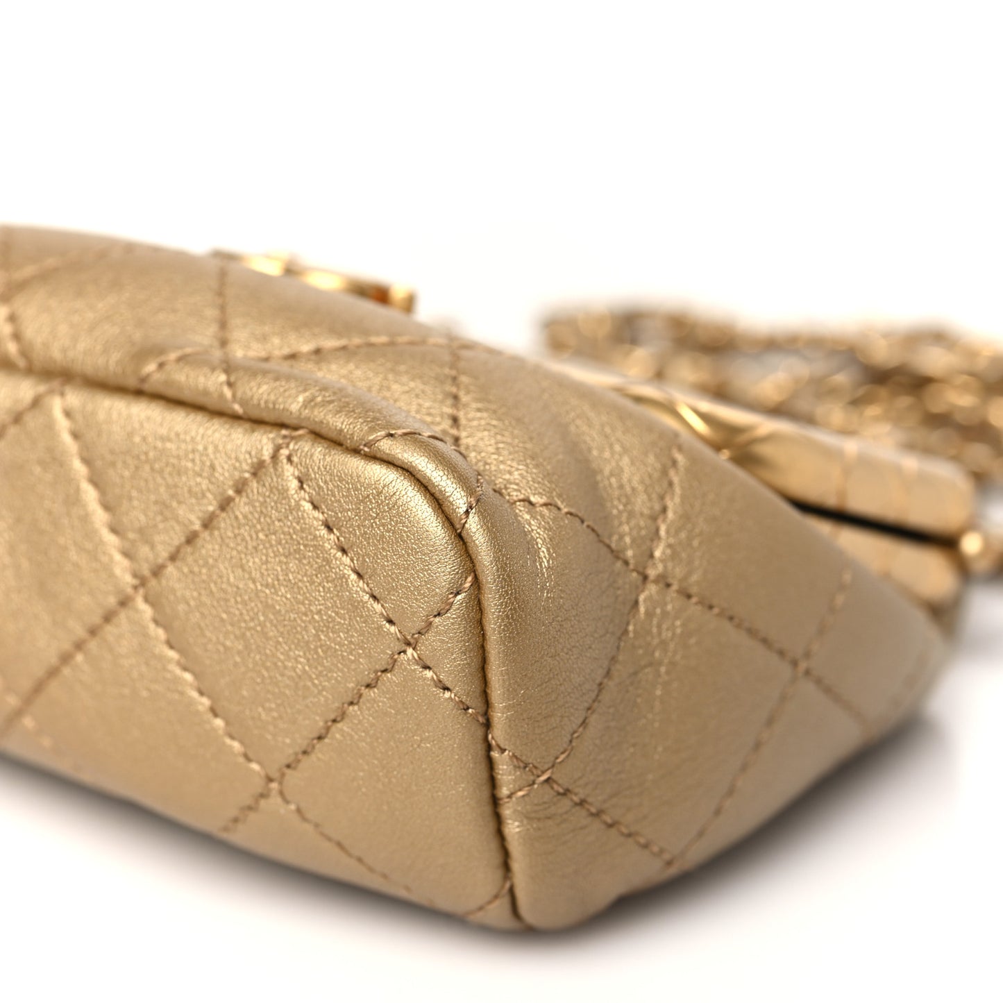 Metallic Lambskin Quilted Micro My Crush Bag Gold