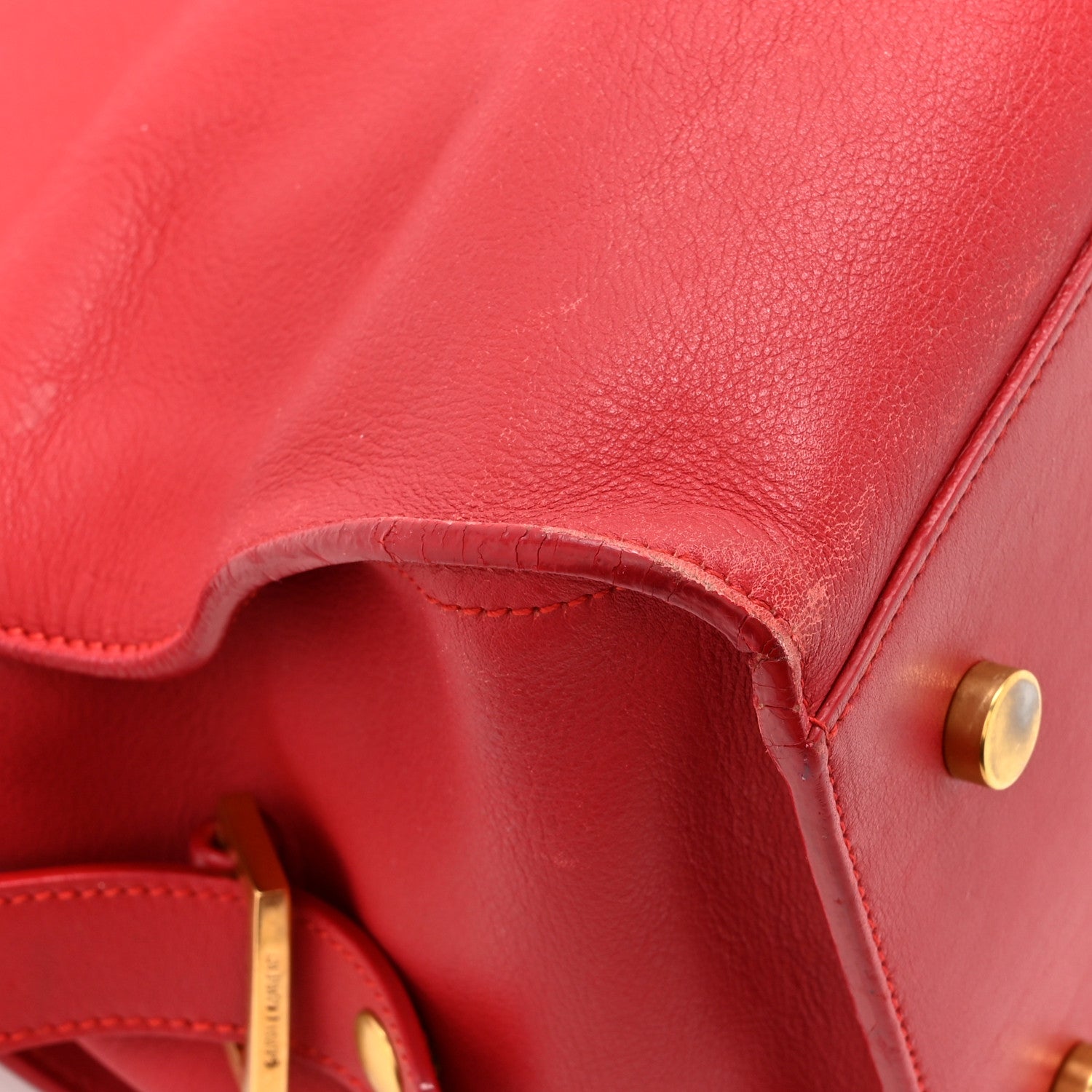 Saint Laurent Calfskin Small Monogram Cabas Lipstick Red 24 of 25