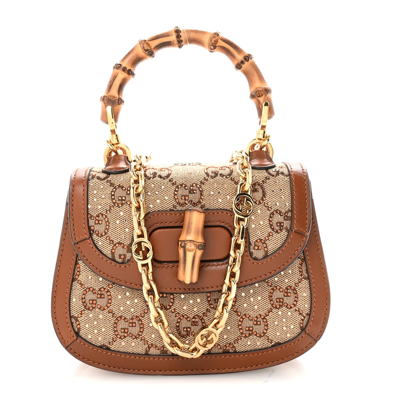 Gucci New Canvas Charisma Calfskin Crystal GG Monogram Small