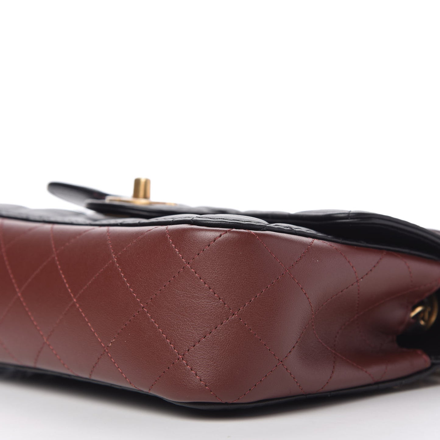 Calfskin Quilted Small Strap Into Flap Bag Black Brown