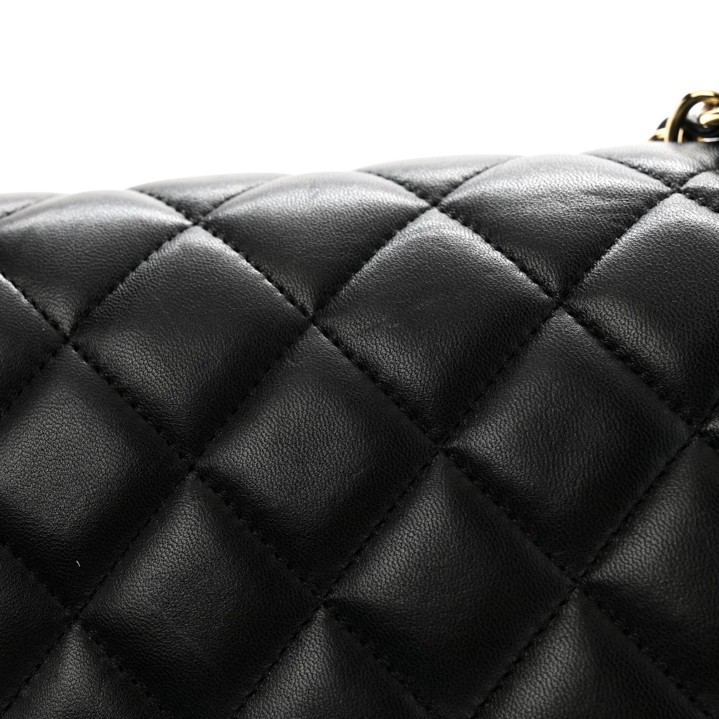 Lambskin Quilted Jumbo Double Flap Black