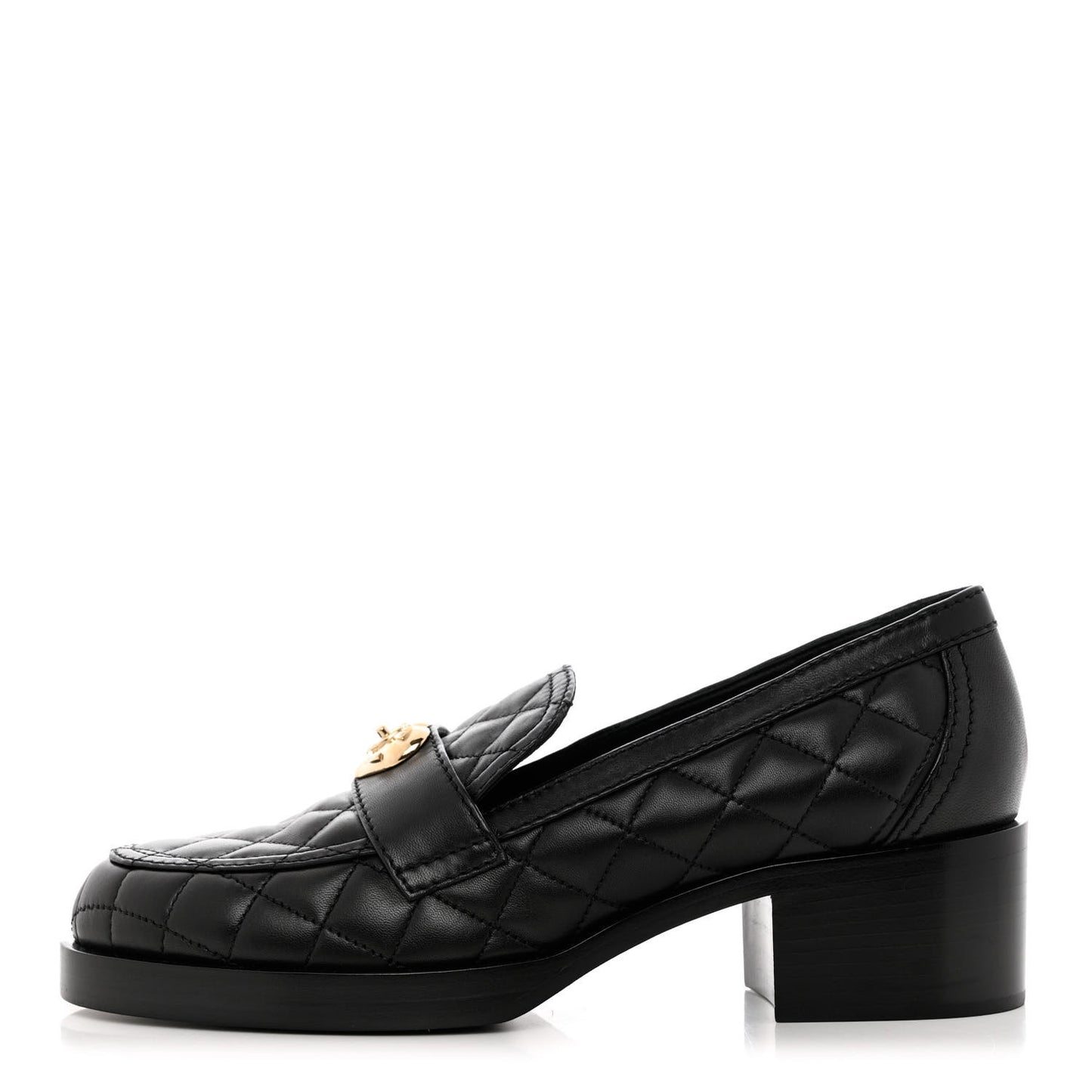 Lambskin Quilted CC Heart Loafers 40 Black