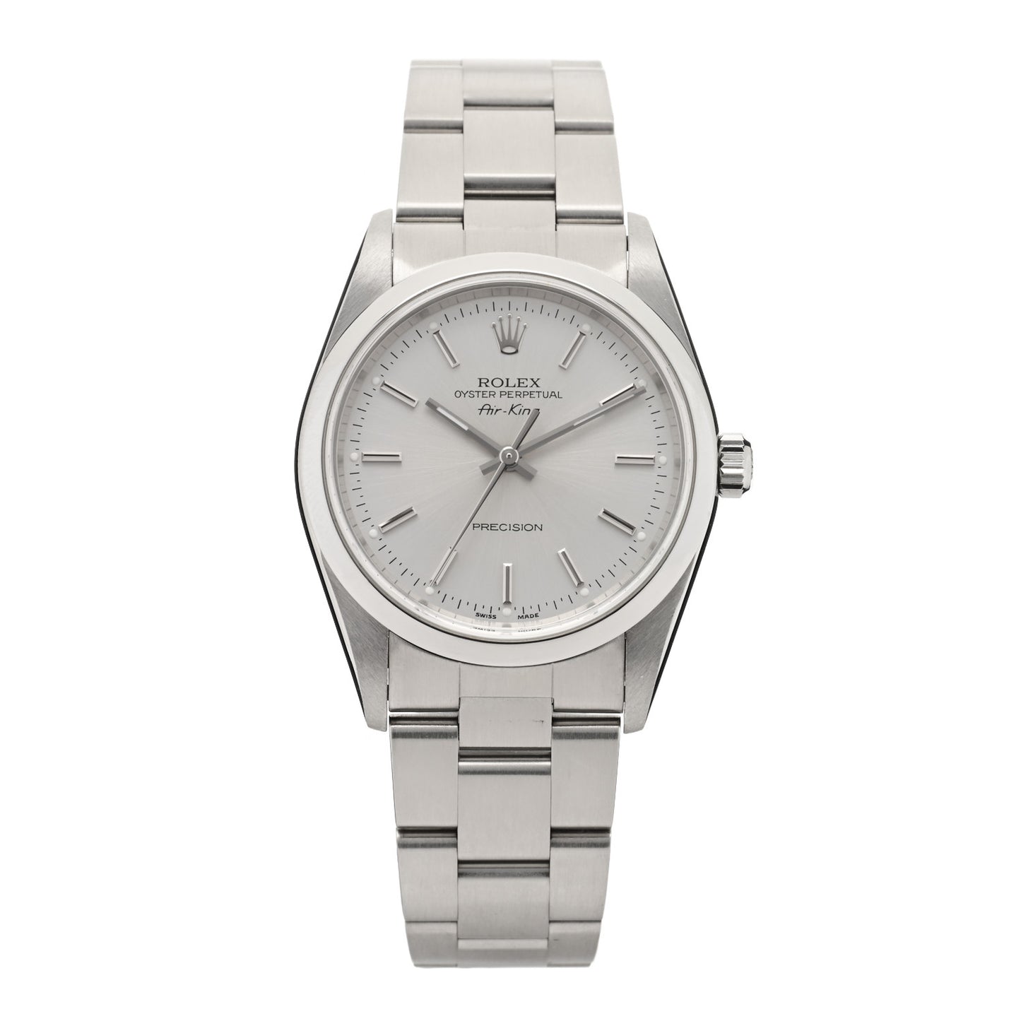 Stainless Steel 34mm Air-King Oyster Perpetual Precision Watch Silver 14000M