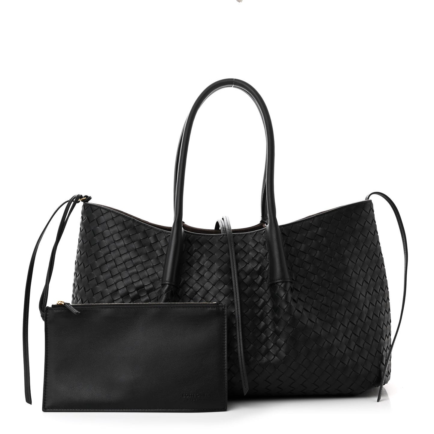 Calfskin Intrecciato Pinacoteca Reversible Tote Black Fondant