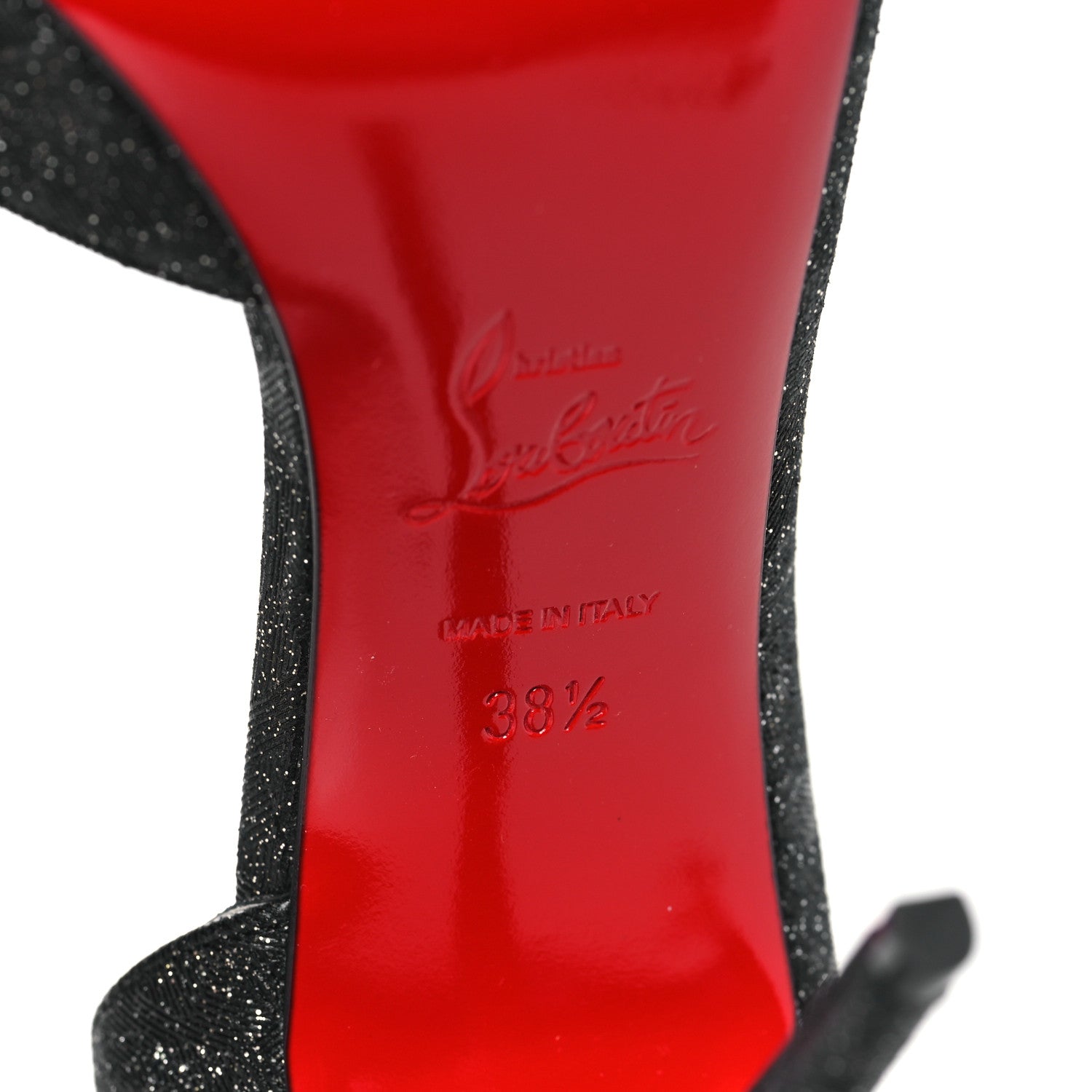 Christian Louboutin Glitter Iriza Kid Flinstar 100 Pumps 38.5 Black 7 of 8