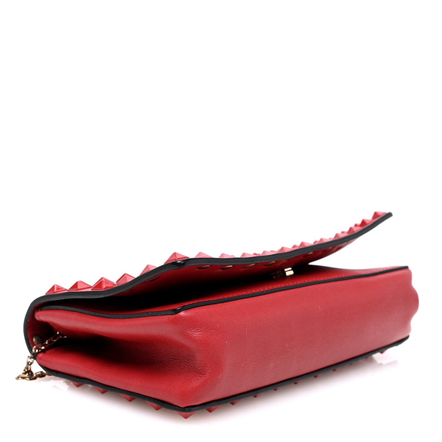 Valentino Garavani Vitello Monochrome Rockstud All Over Chain Flap Crossbody Bag Rosso Valentino 4 of 9